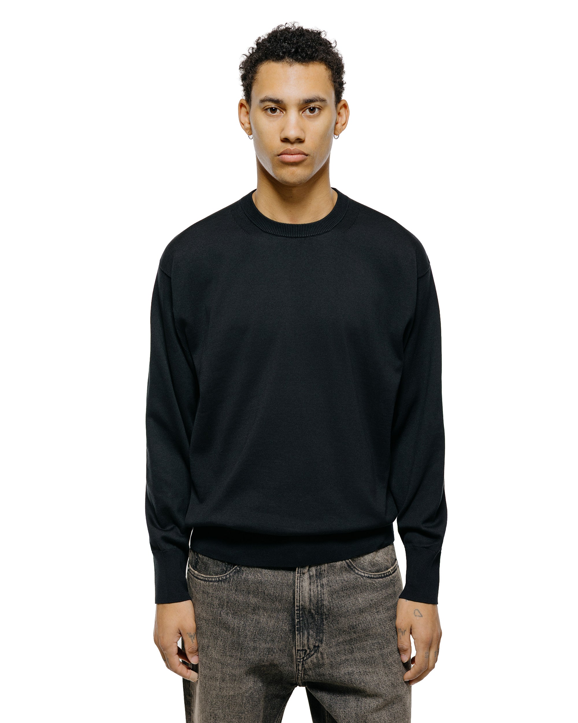 Batoner Caribbean Sea Island Cotton Crew Neck Black