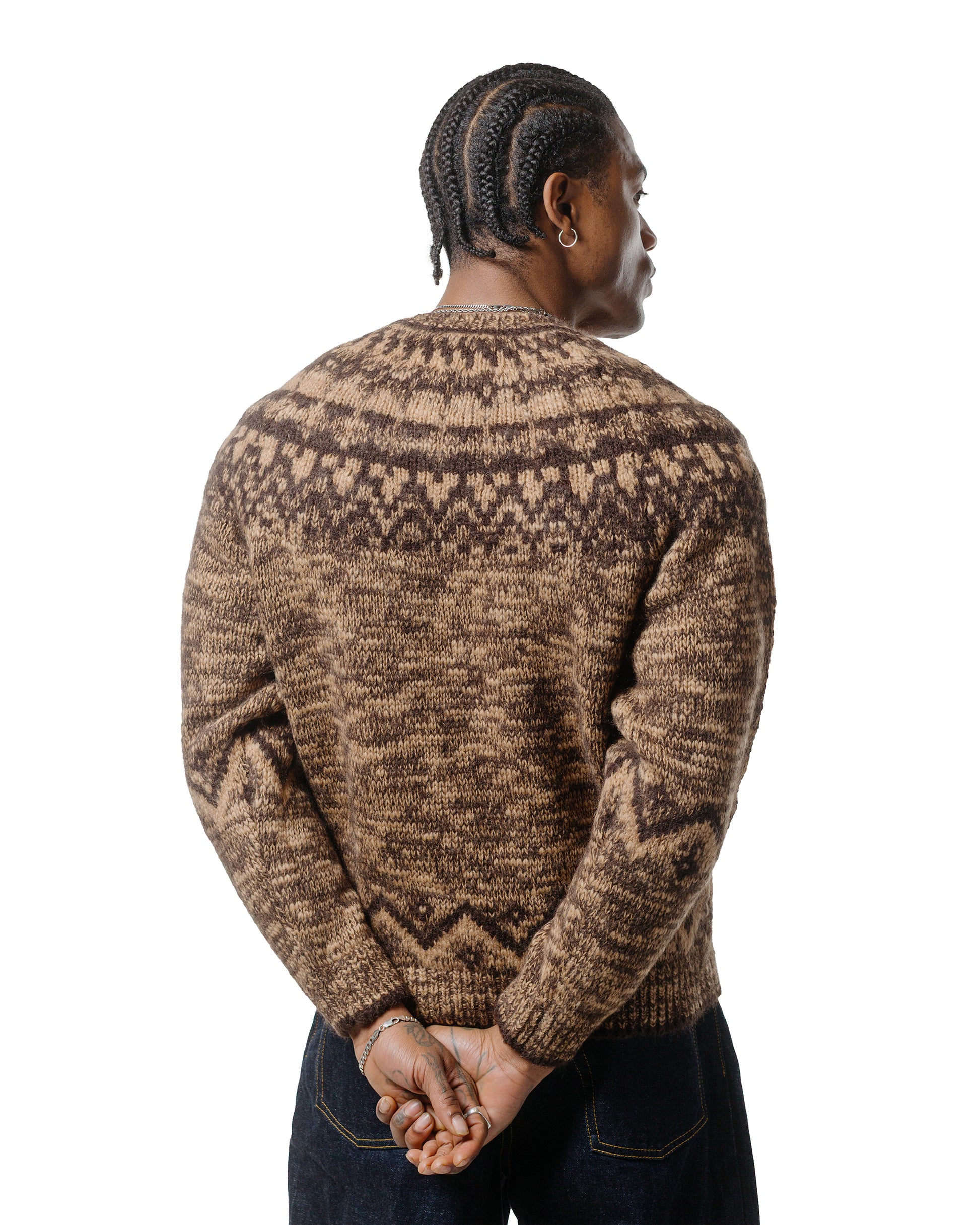 Batoner Mohair Nordic Crew Neck Brown