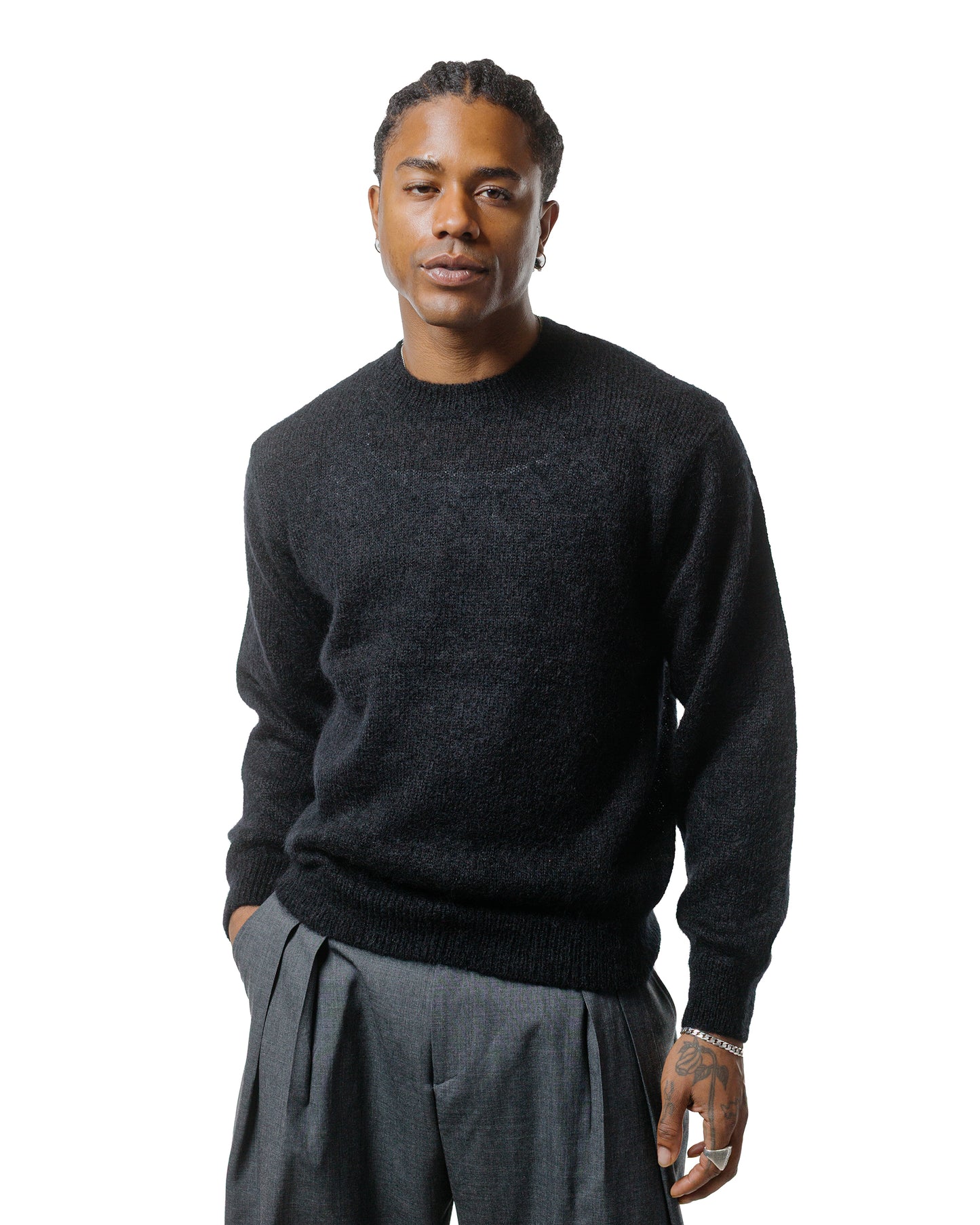 Batoner Pure Mohair Crew Neck Black