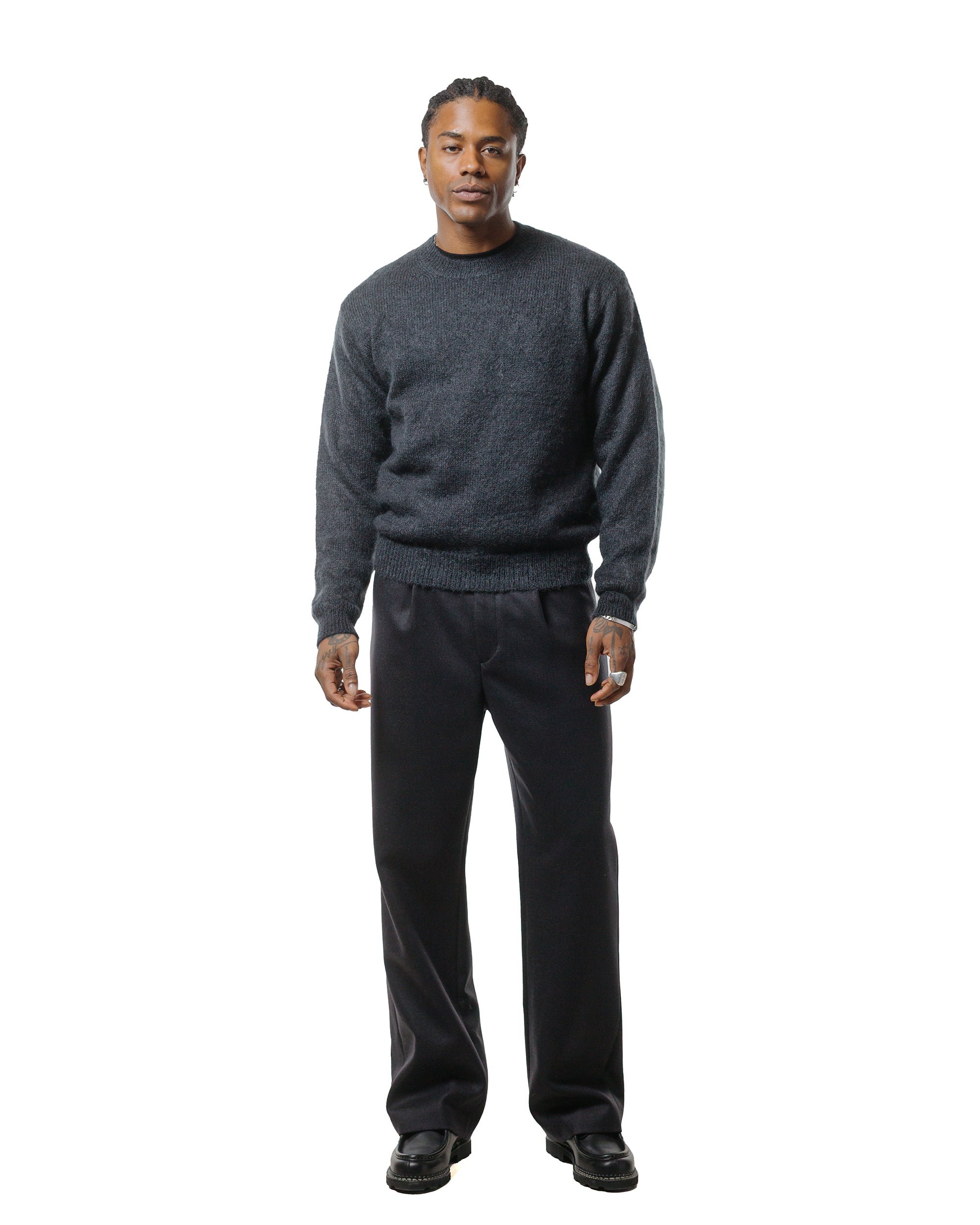 Batoner Pure Mohair Crew Neck Charcoal Blue