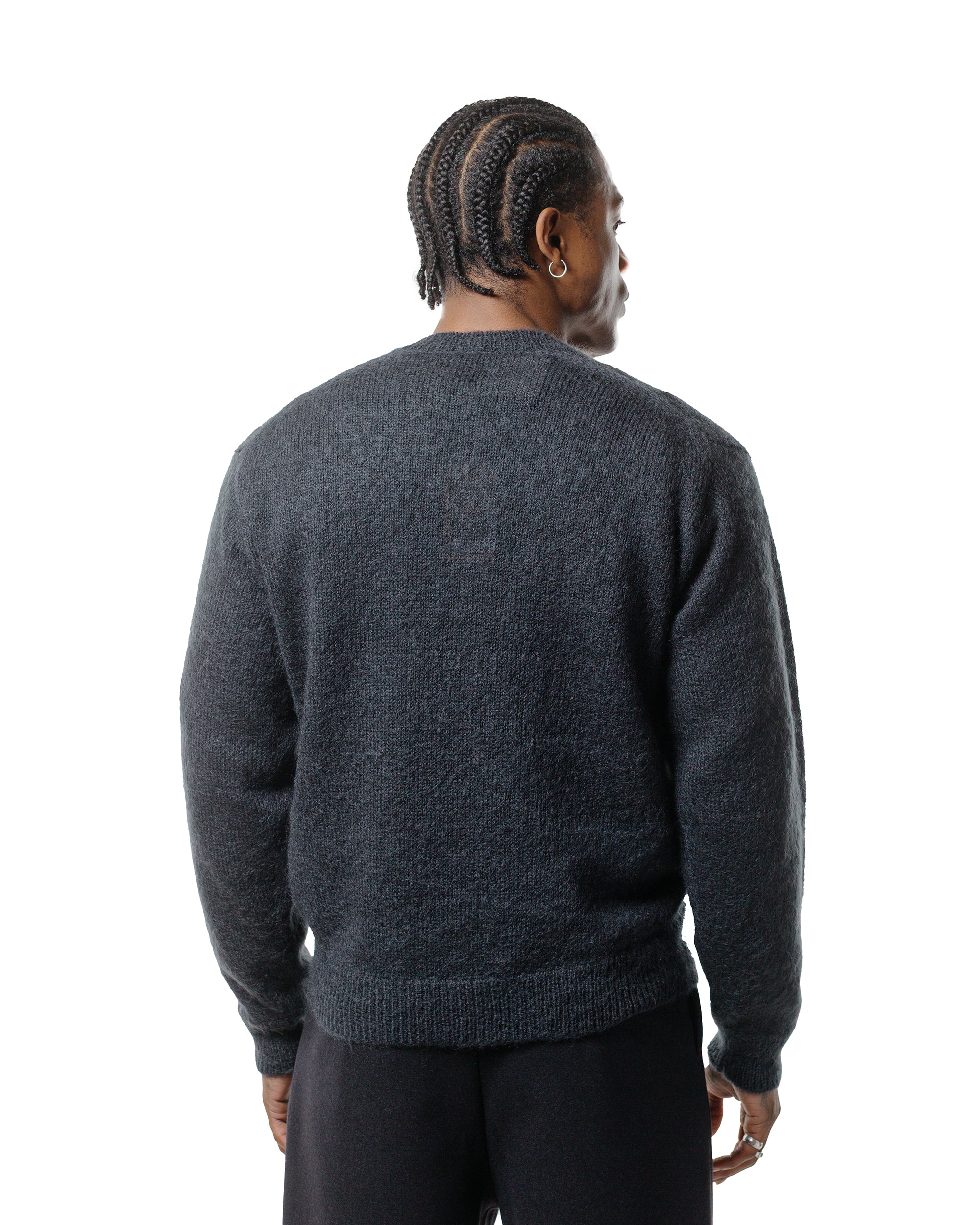 BATONER PURE MOHAIR100％ CREW NECK Batoner Pure Mohair Crew Neck Charcoal Blue