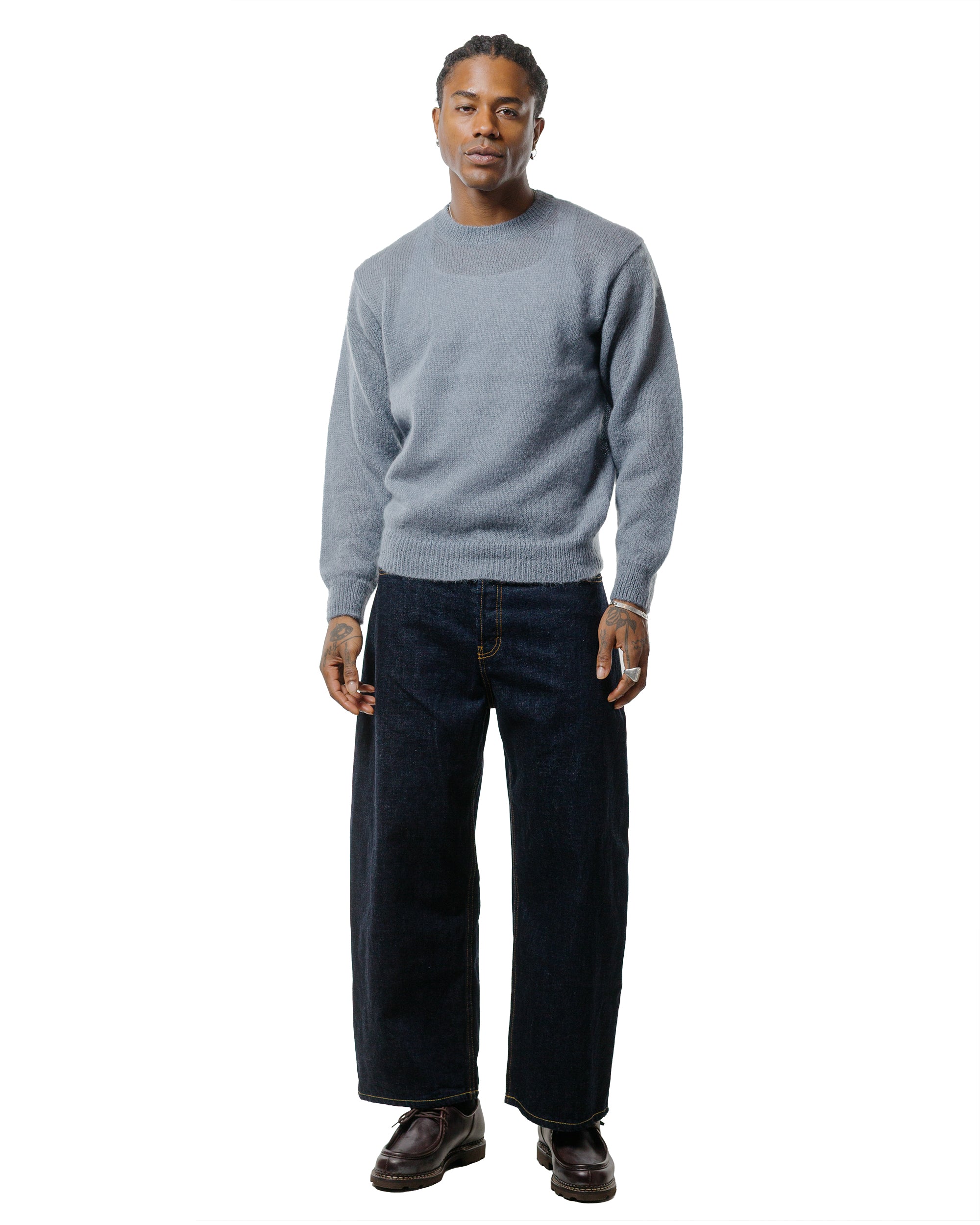 Batoner Pure Mohair Crew Neck Sax Gray