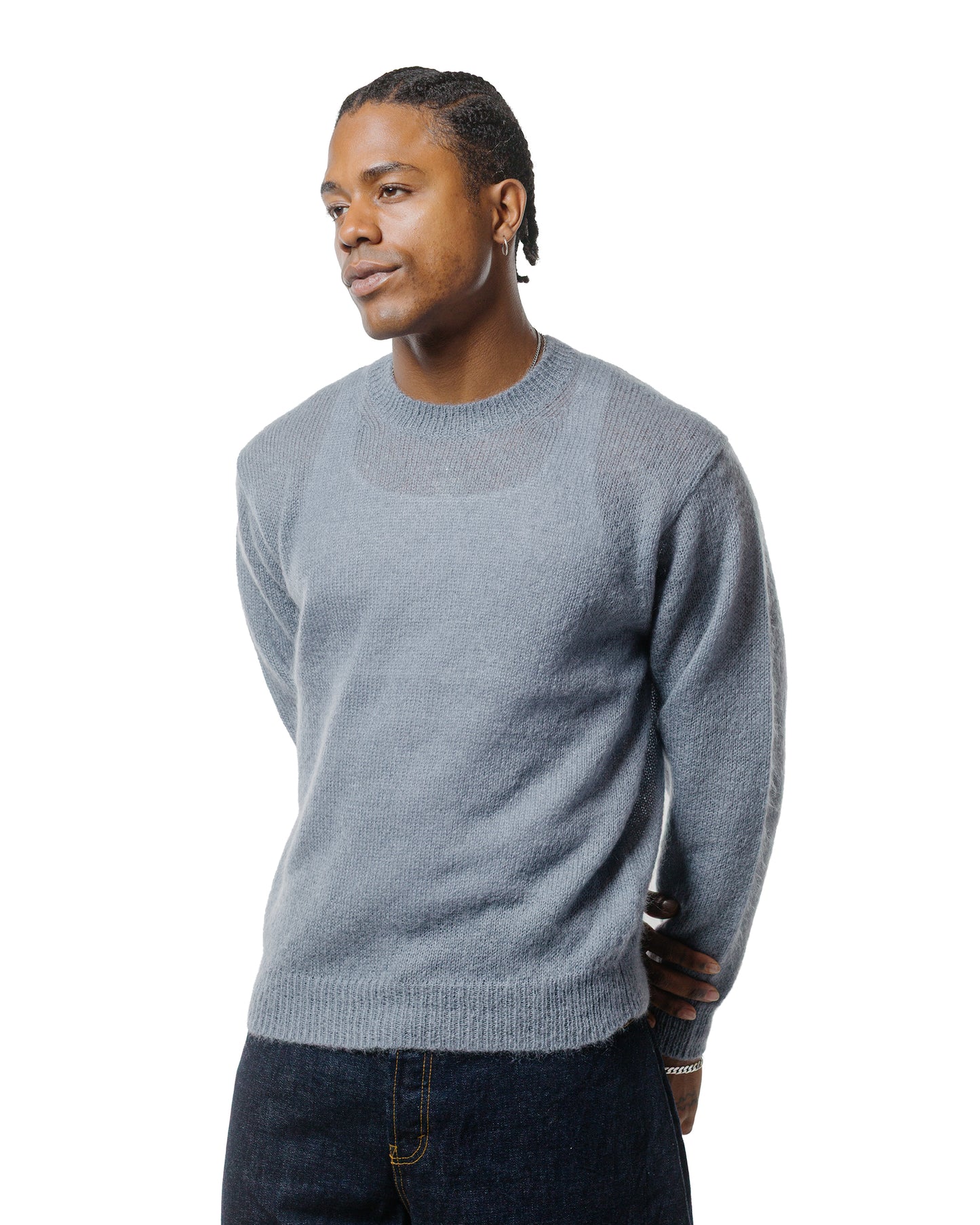 Batoner Pure Mohair Crew Neck Sax Gray