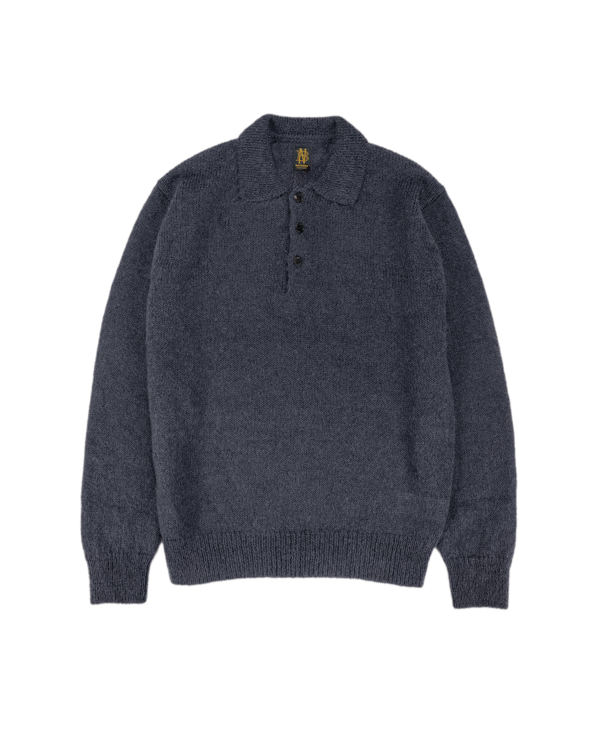 Batoner Pure Mohair Polo Charcoal Blue