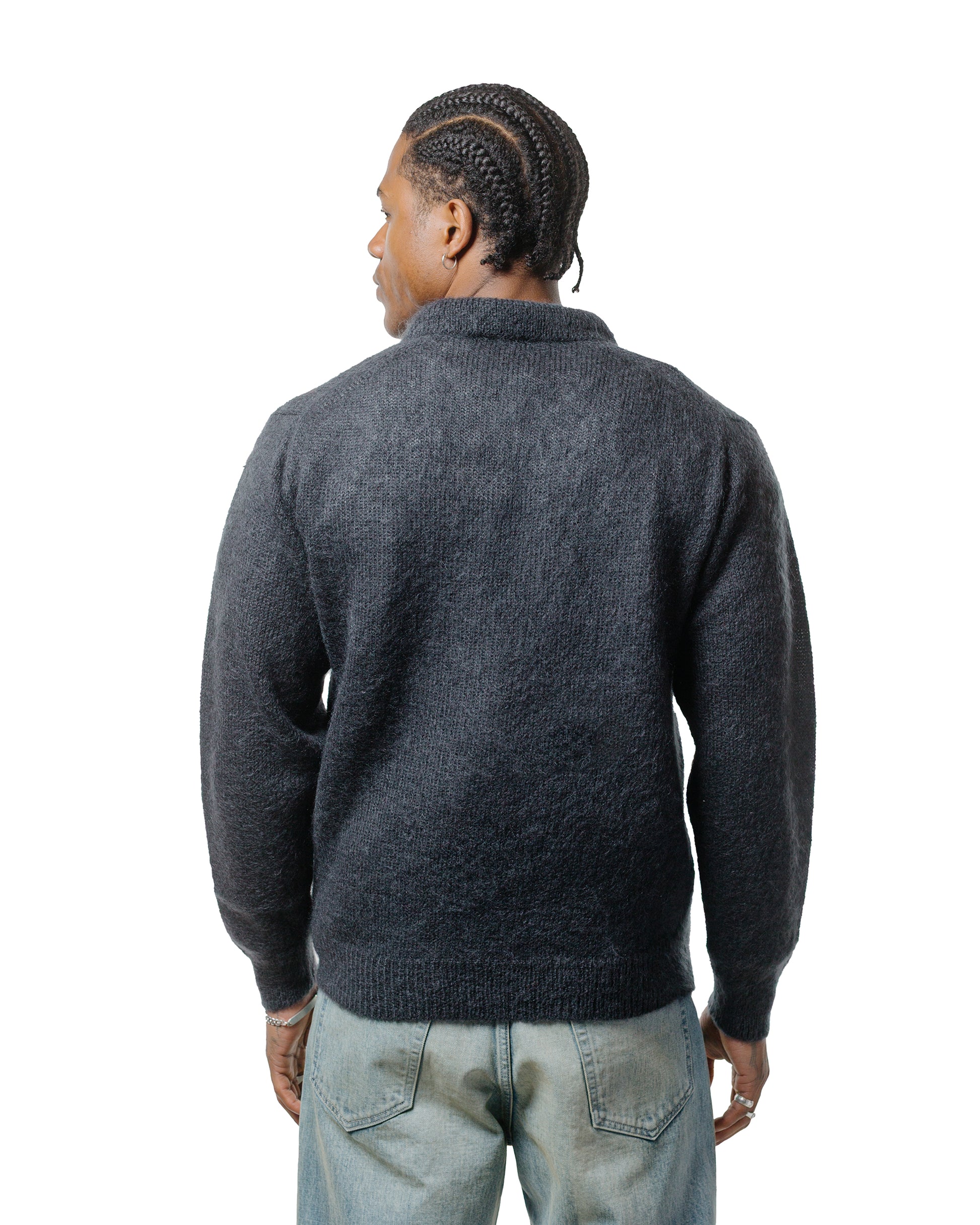 Batoner Pure Mohair Polo Charcoal Blue