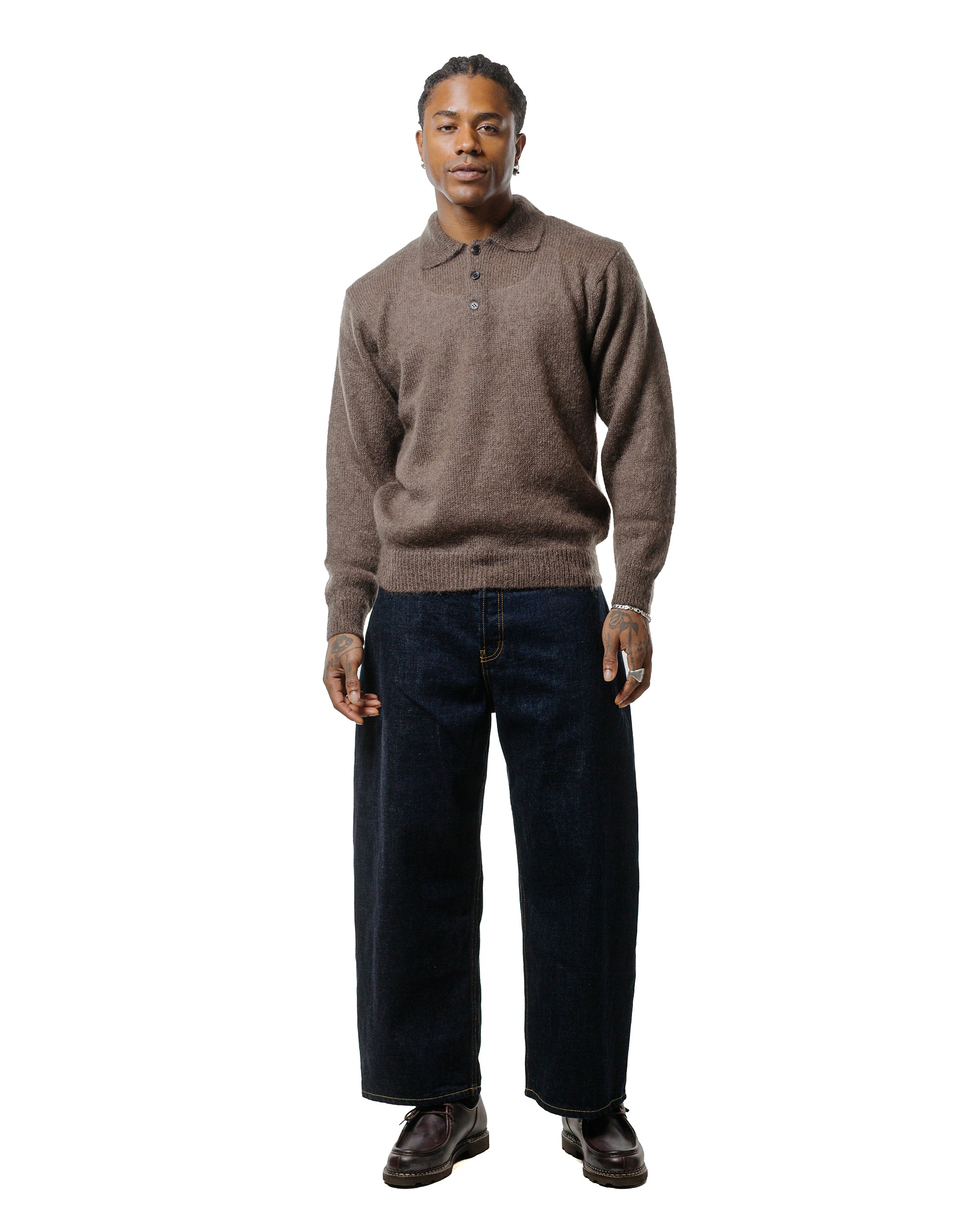 BATONER(バトナー) PURE MOHAIR100％ POLO BATONER / バトナー | PURE MOHAIR100% POLO (メンズ) - Black | 通販