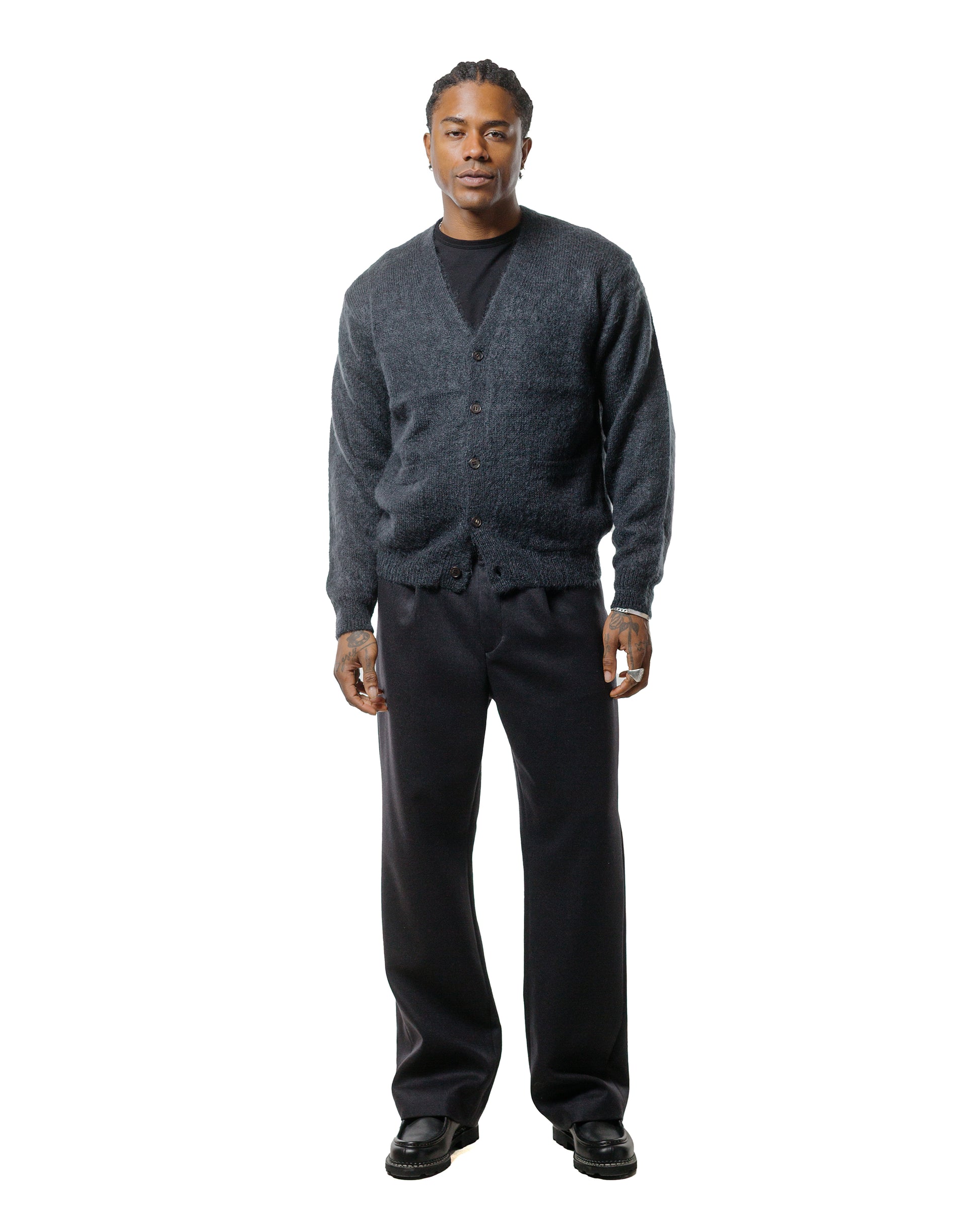 Batoner Pure Mohair V Cardigan Charcoal Blue