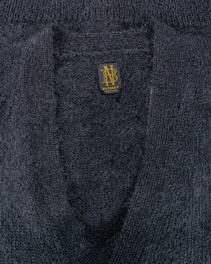 Batoner Pure Mohair V Cardigan Charcoal Blue