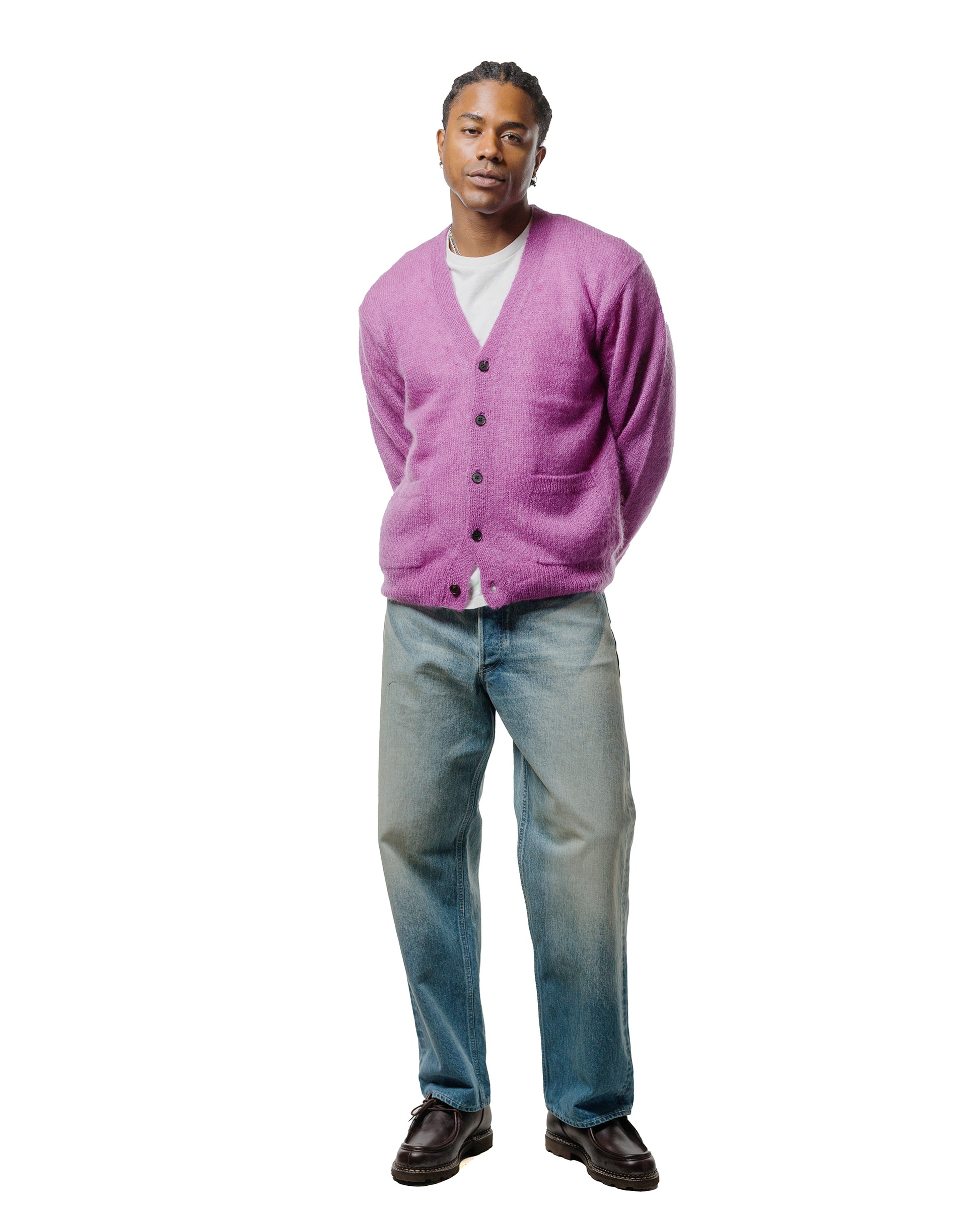 Batoner Pure Mohair V Cardigan Purple