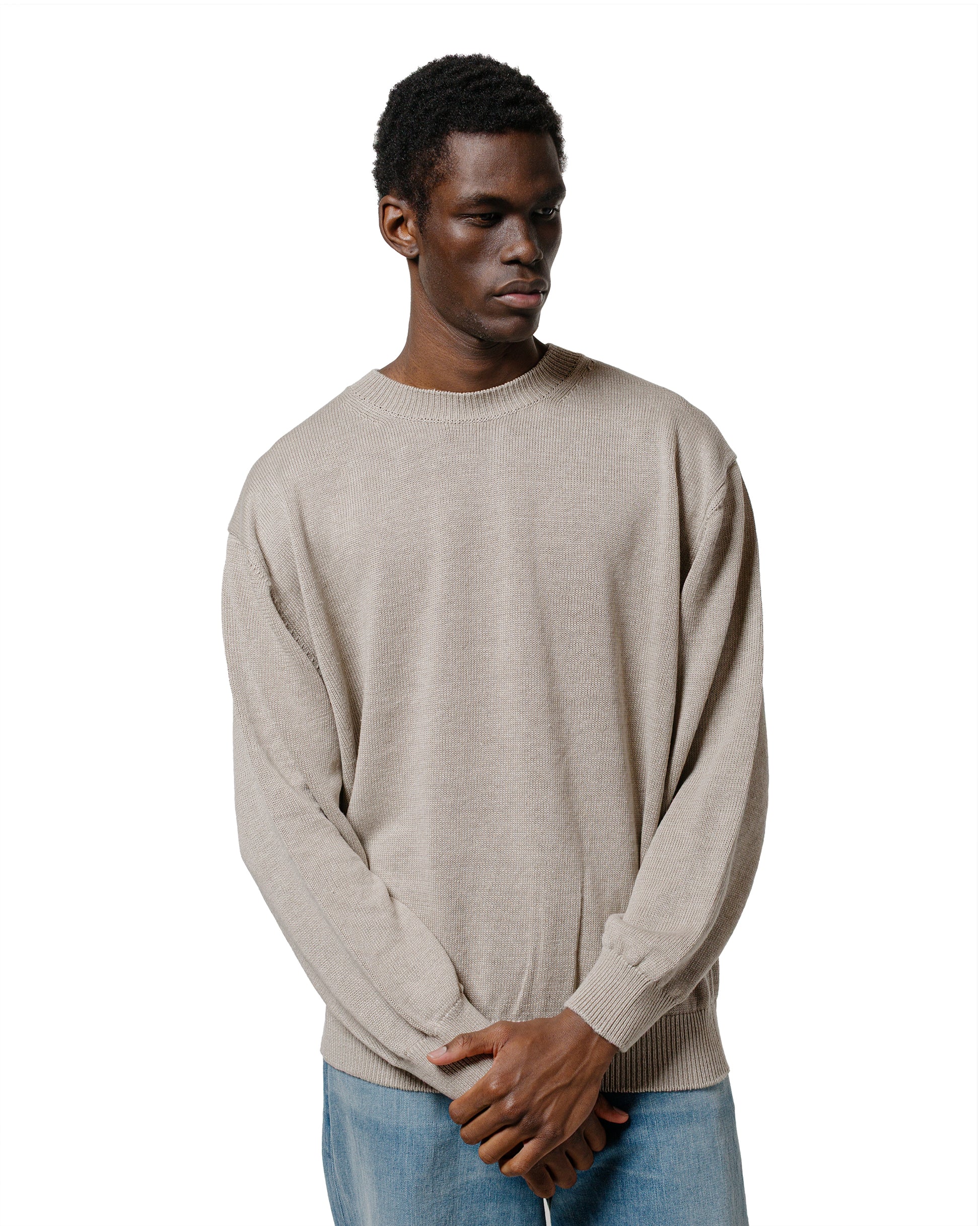Batoner Washed High Count Linen Crew Neck Natural