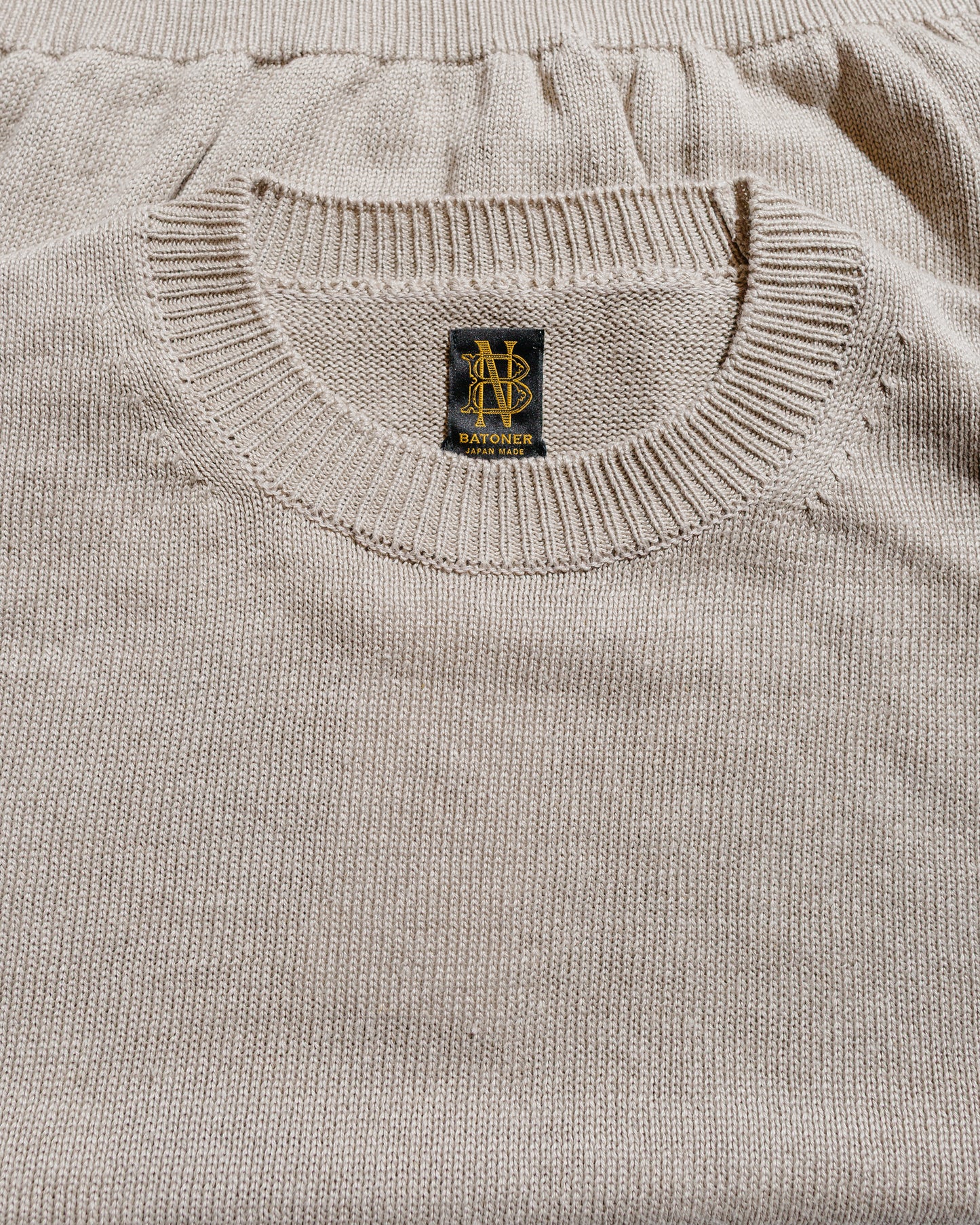 Batoner Washed High Count Linen Crew Neck Natural