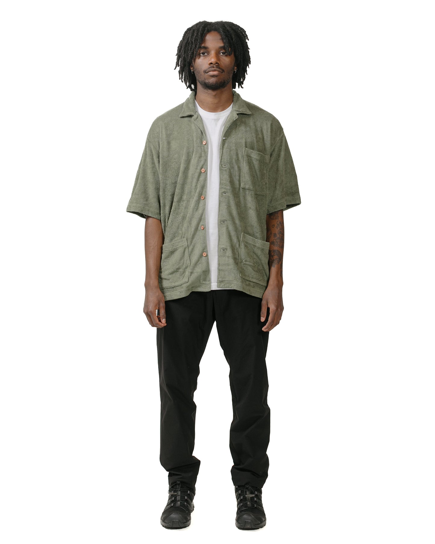 Battenwear Lounge Shirt Olive model full