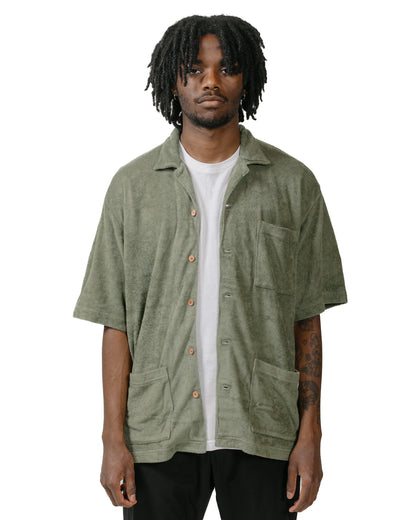 Battenwear Lounge Shirt Olive model front