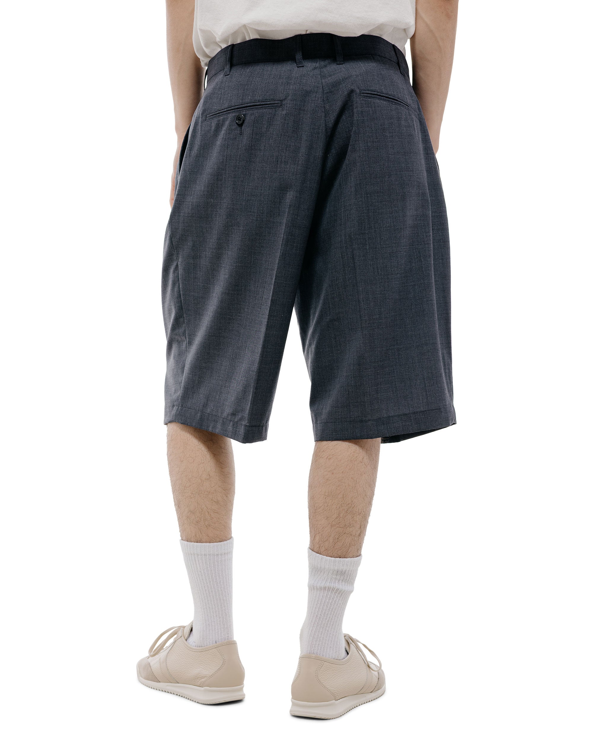 Beams Plus 2Pleats Shorts Wool Tropical Charcoal Grey