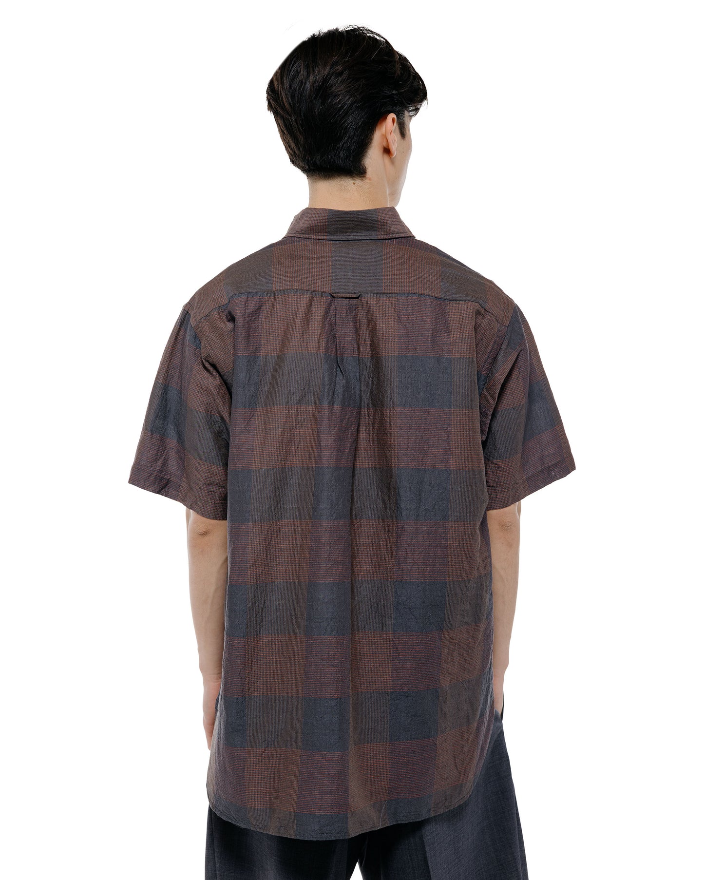 Beams Plus B.D. Classic Fit Cotton Linen Cord Check NavyPink