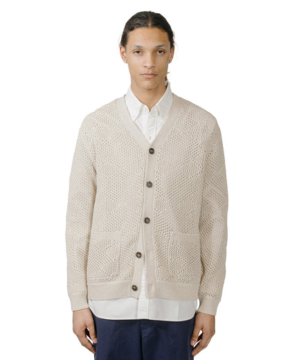 Beams Plus Cardigan Argyle Mesh Beige model front