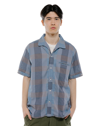 Beams Plus Italian Collar Indigo Panama Weave Plaid