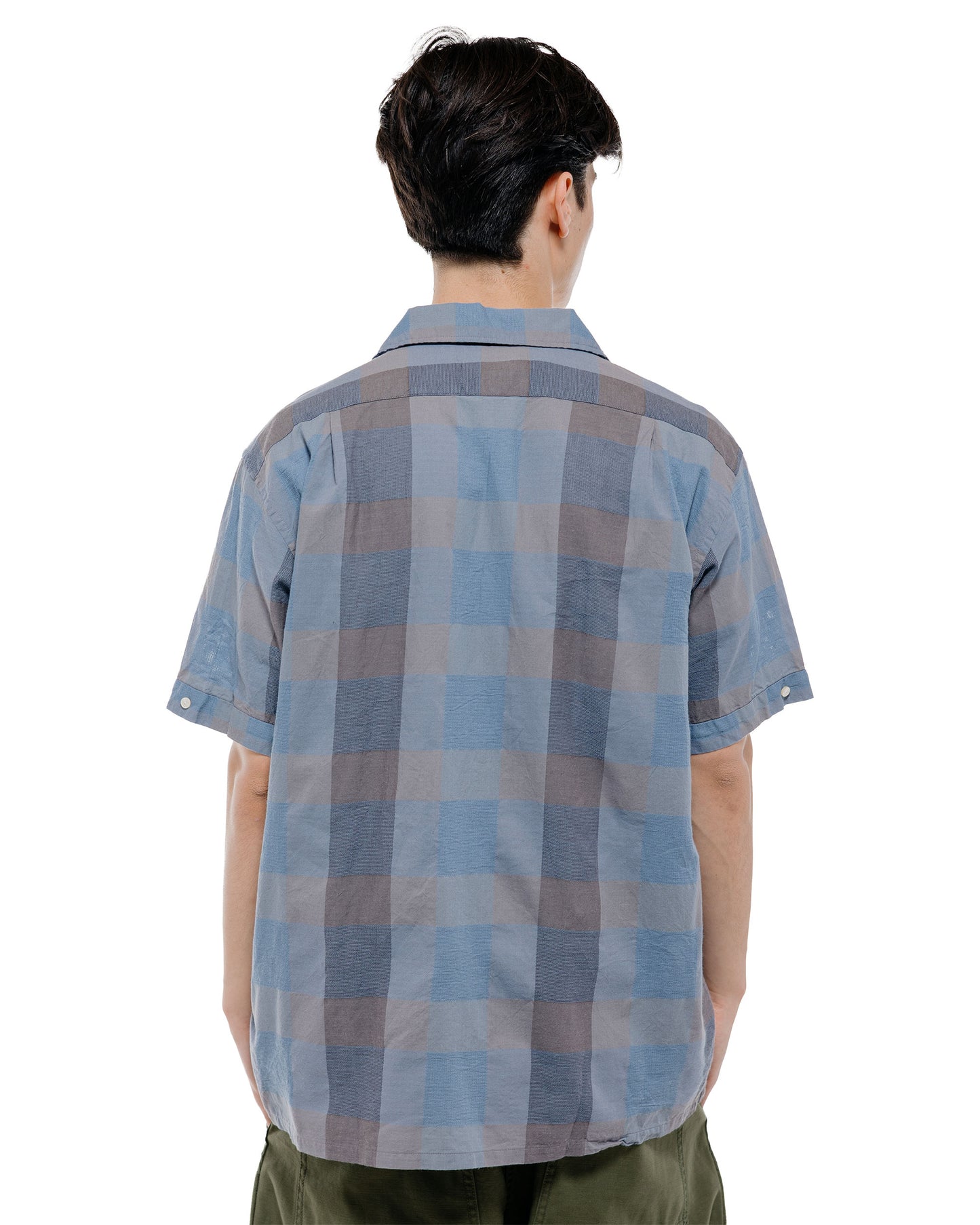 Beams Plus Italian Collar Indigo Panama Weave Plaid