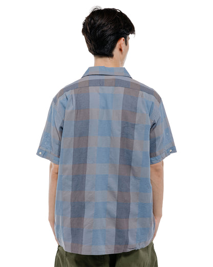 Beams Plus Italian Collar Indigo Panama Weave Plaid