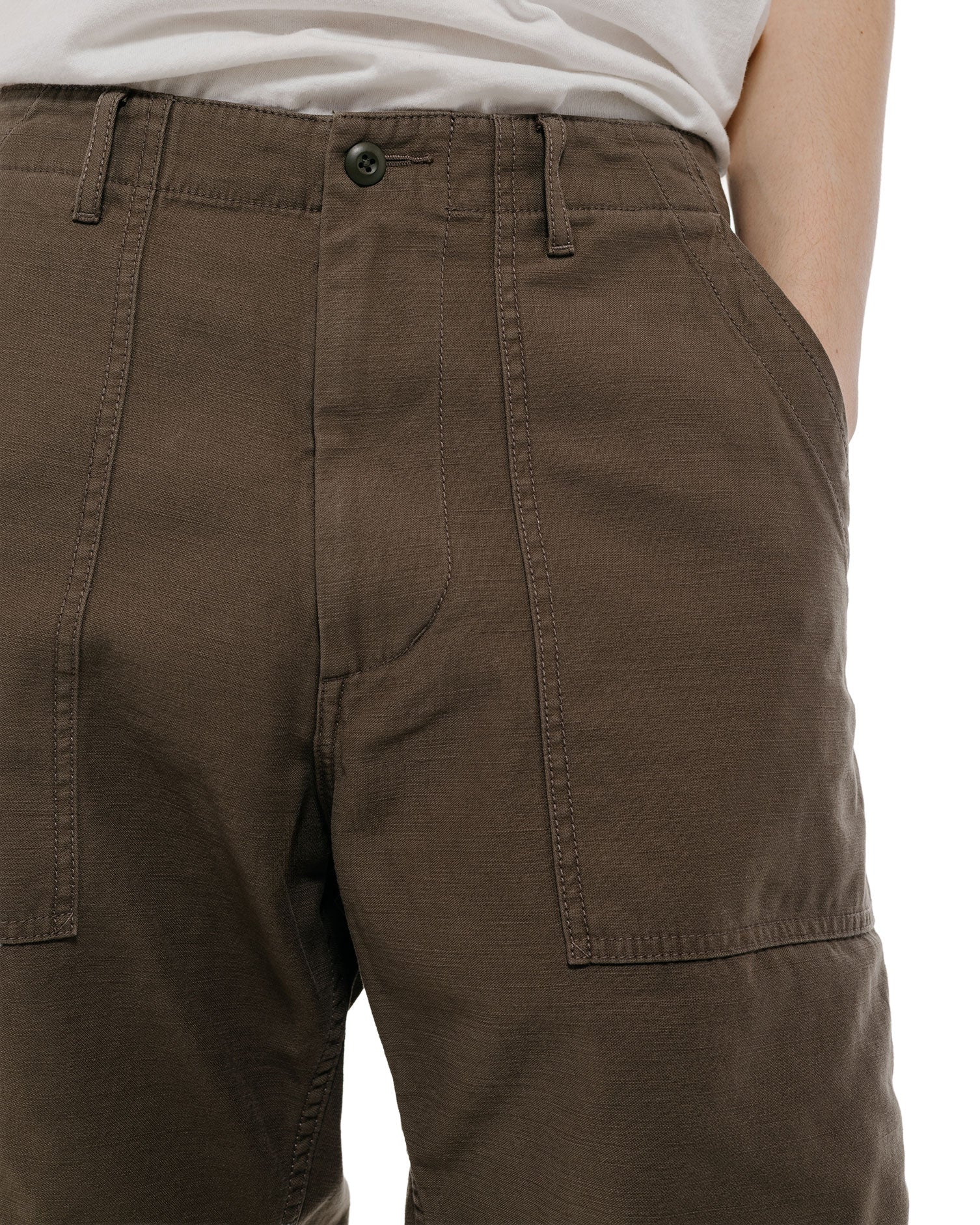 Beams Plus MIL Utility Shorts Reversed Sateen Olive Brown
