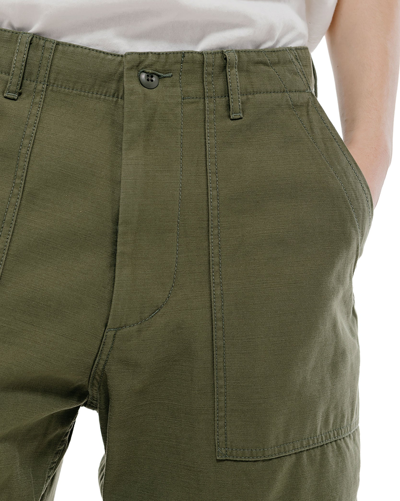 Beams Plus MIL Utility Shorts Reversed Sateen Olive Green
