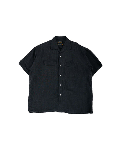 Beams Plus Open Collar 140 Linen Charcoal