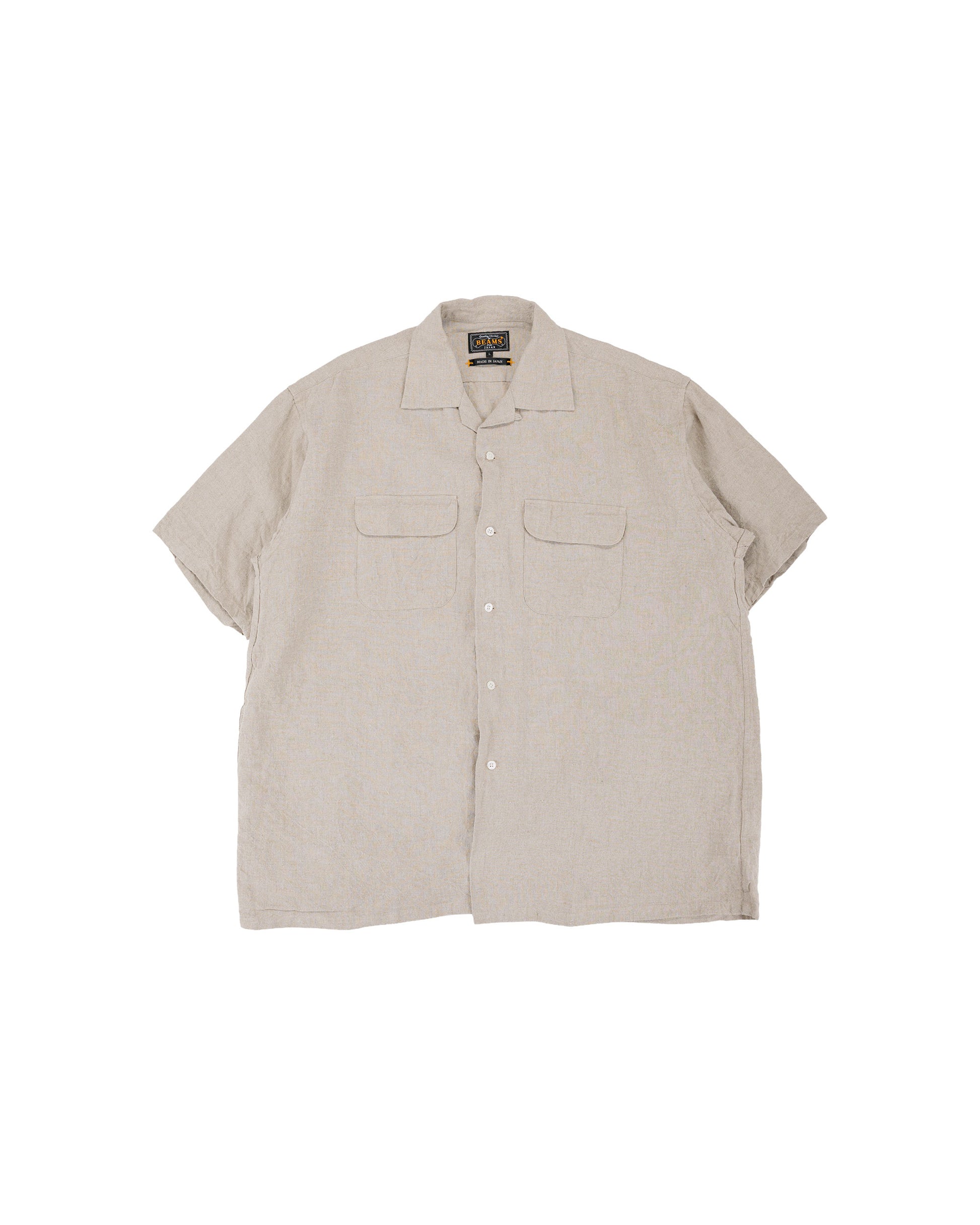 Beams Plus Open Collar 140 Linen Natural