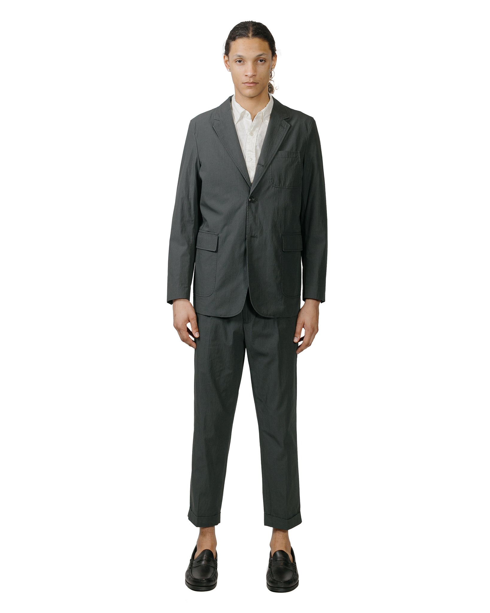 Beams Plus 1Pleat Travel Comfort Cloth Charcoal Grey model full