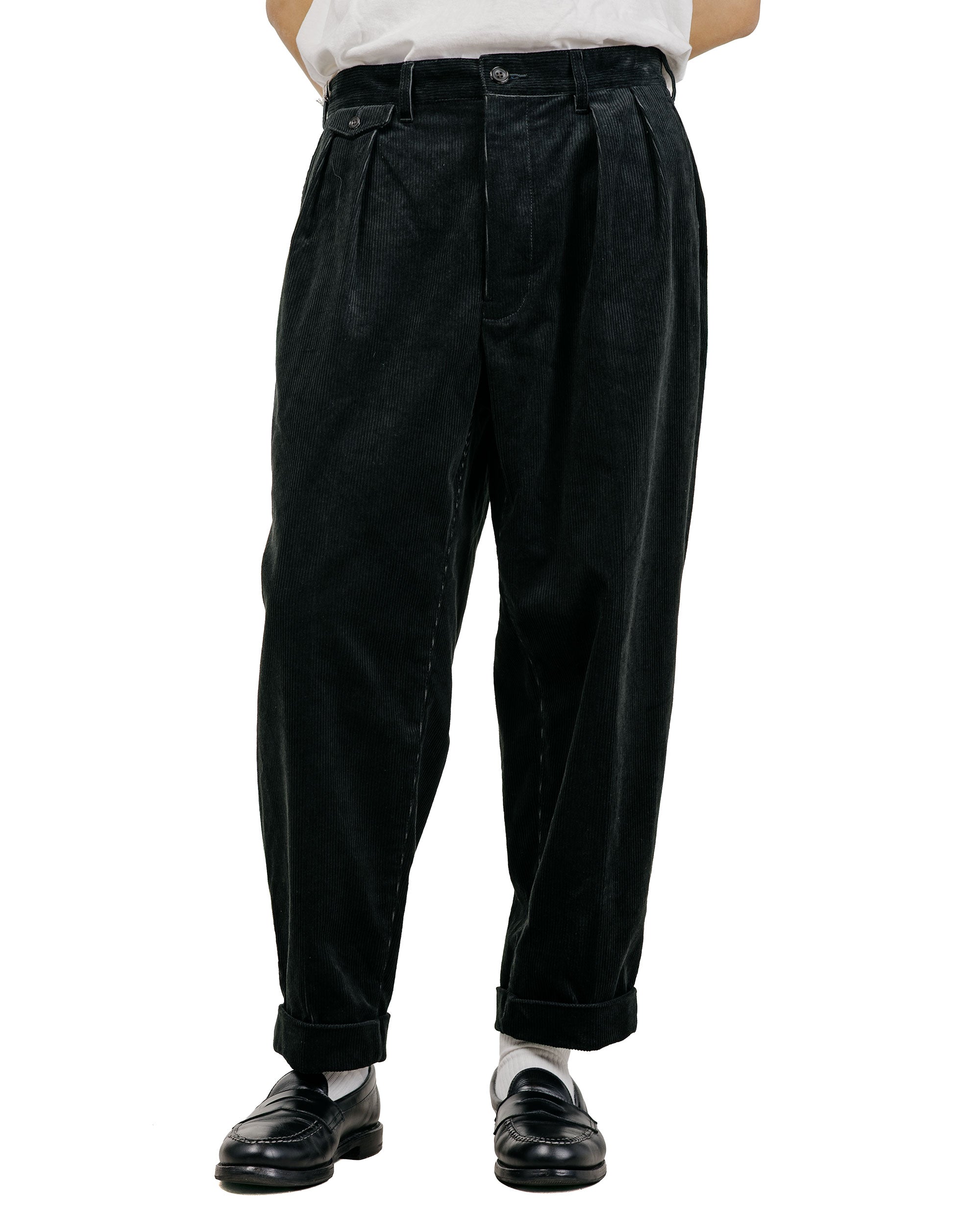 Beams Plus 2Pleats Corduroy Charcoal Grey