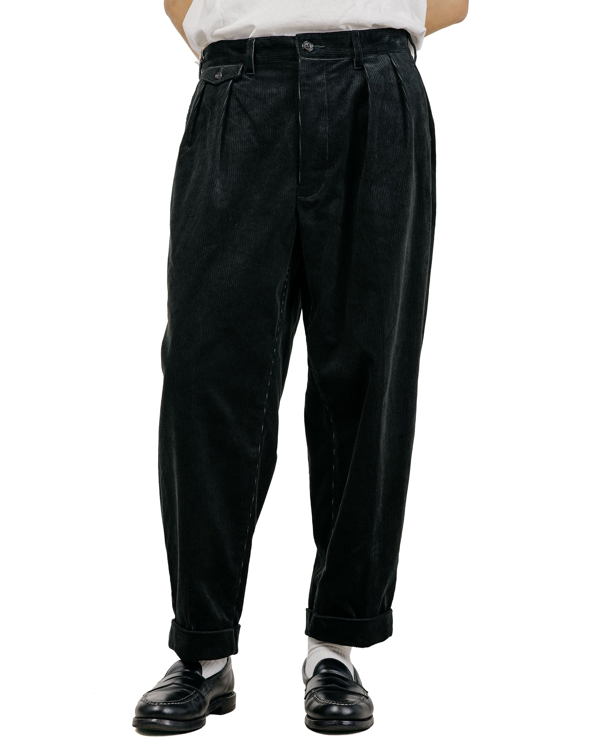 Beams Plus 2Pleats Corduroy Charcoal Grey