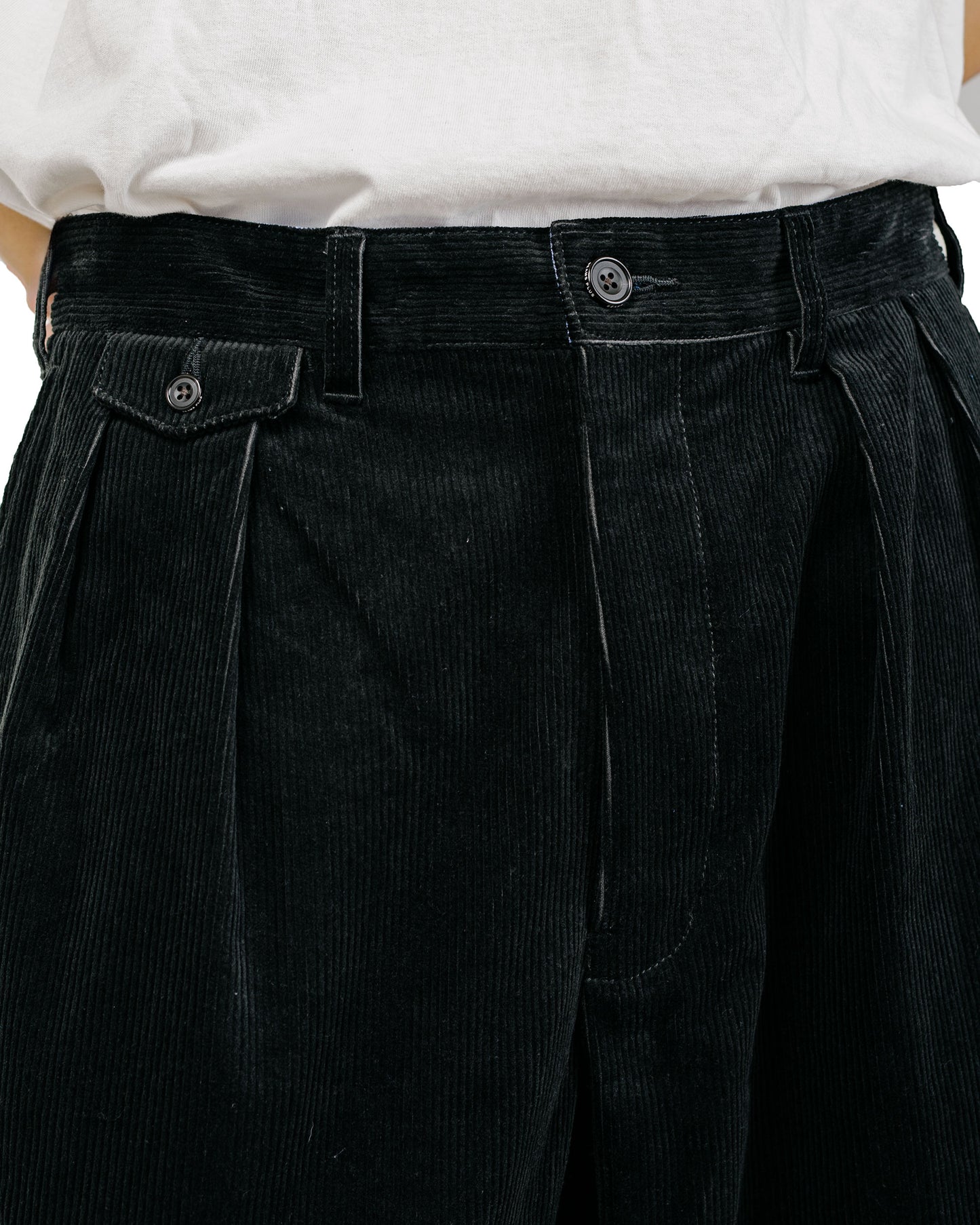 Beams Plus 2Pleats Corduroy Charcoal Grey
