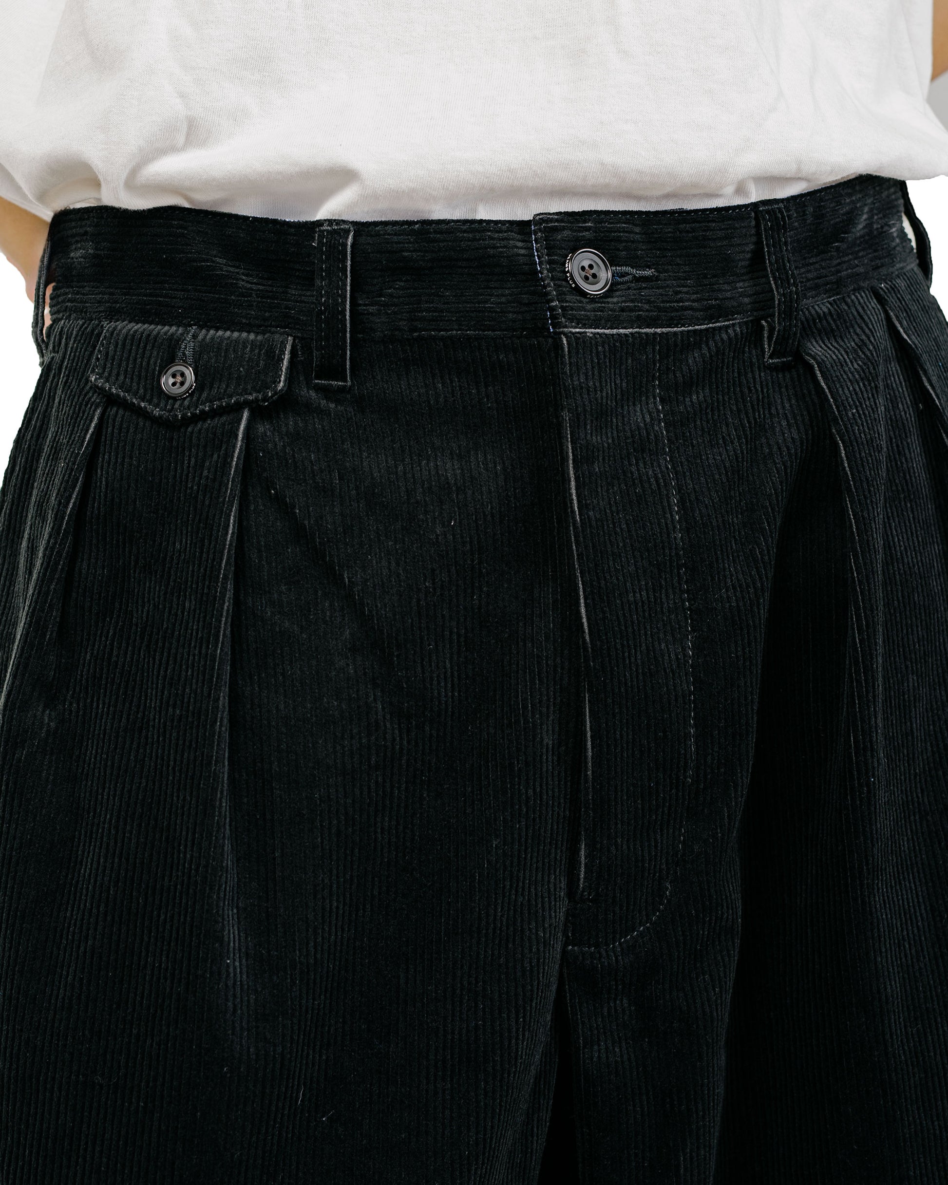Beams Plus 2Pleats Corduroy Charcoal Grey