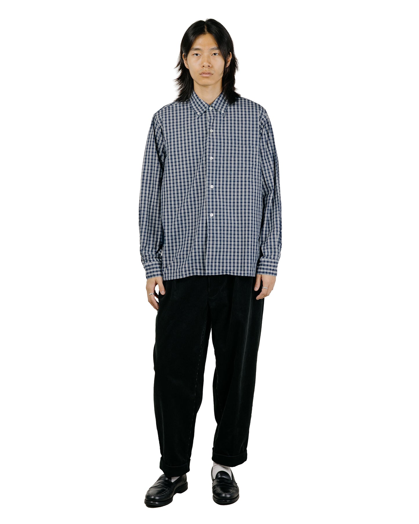 Beams Plus 2Pleats Corduroy Charcoal Grey