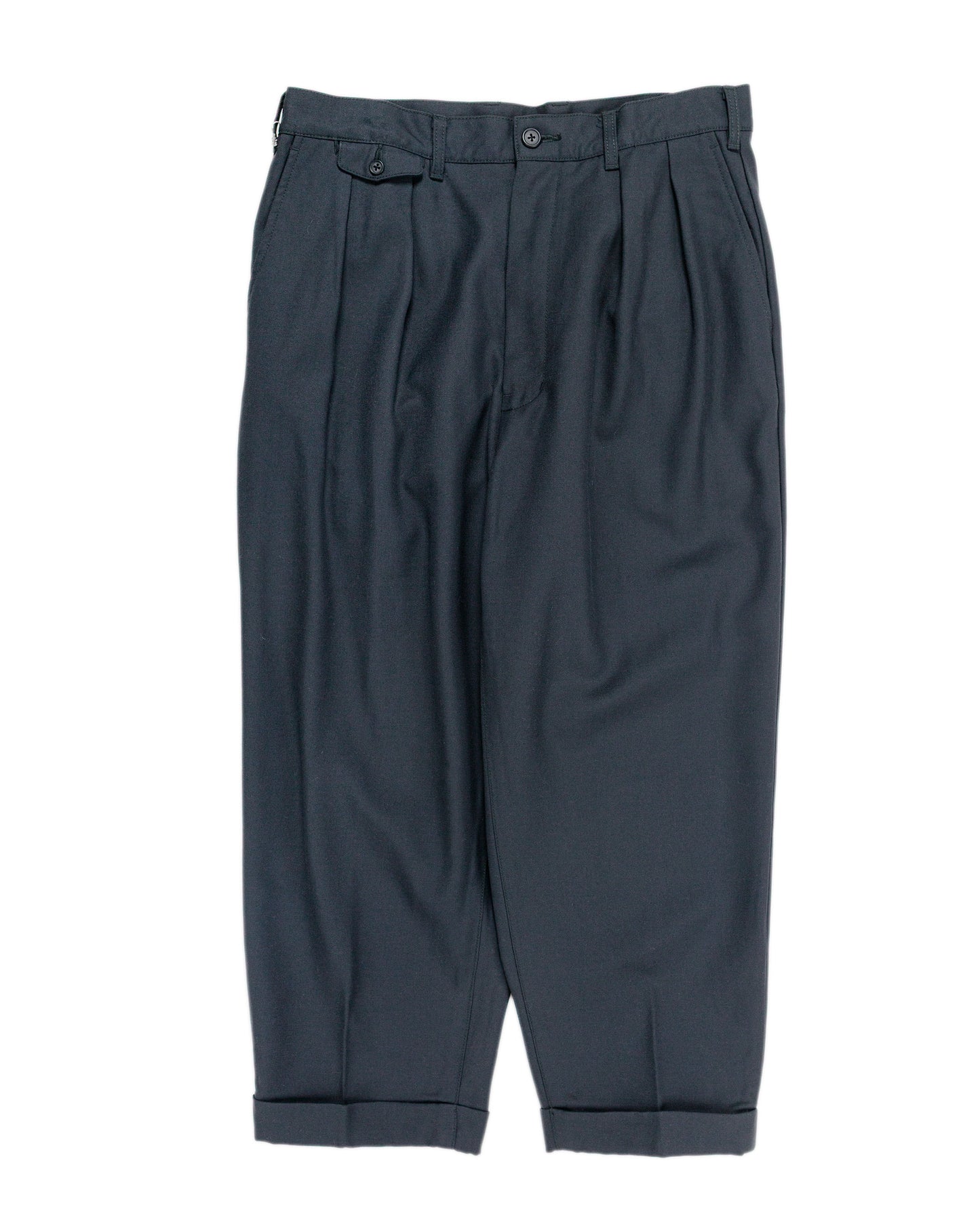 Beams Plus 2Pleats Laundry Wool Charcoal Grey