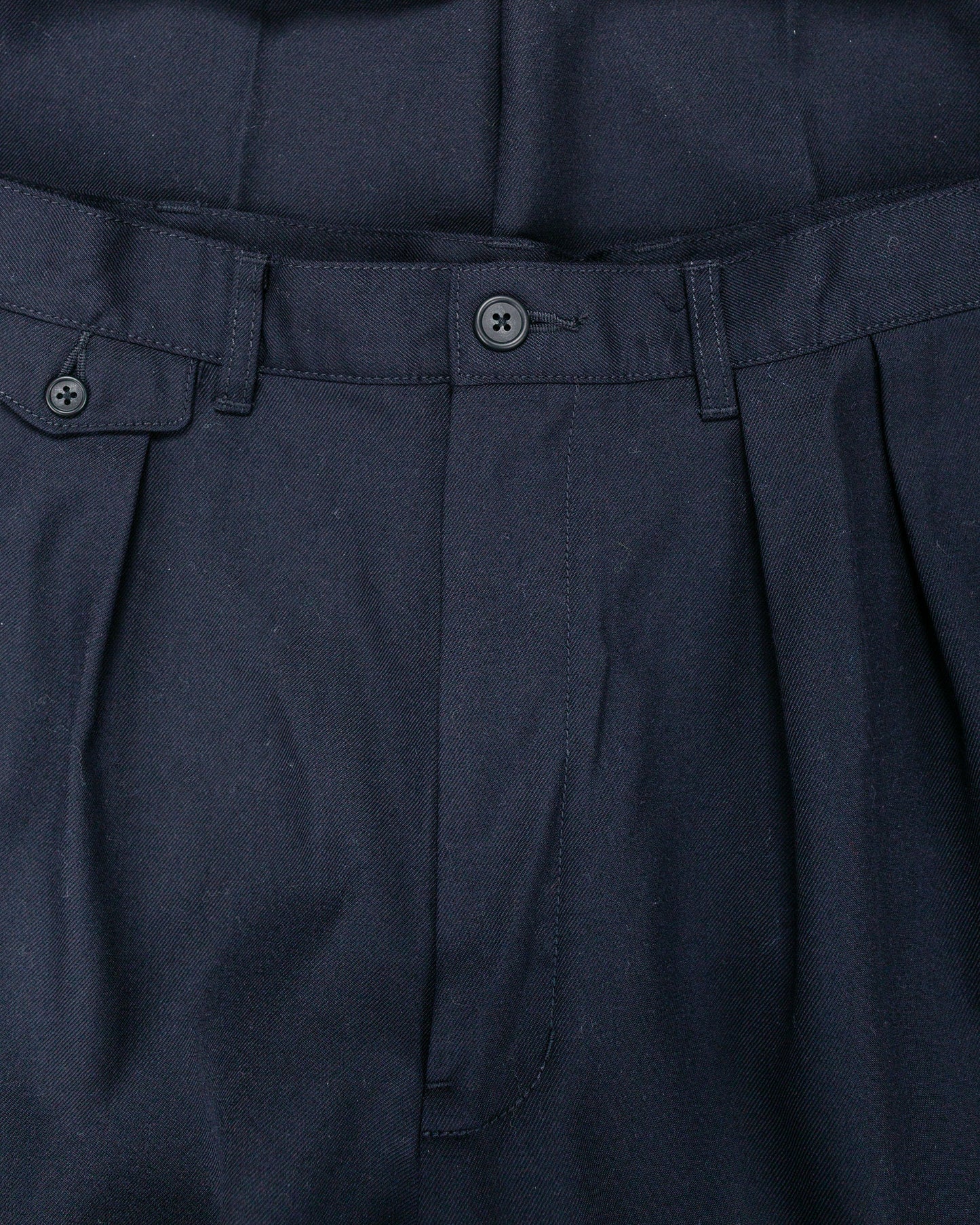Beams Plus 2Pleats Laundry Wool Navy
