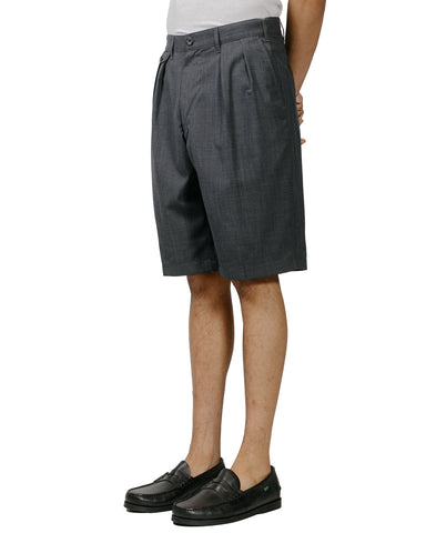 Beams Plus 2Pleats Shorts Wool Tropical Charcoal Grey