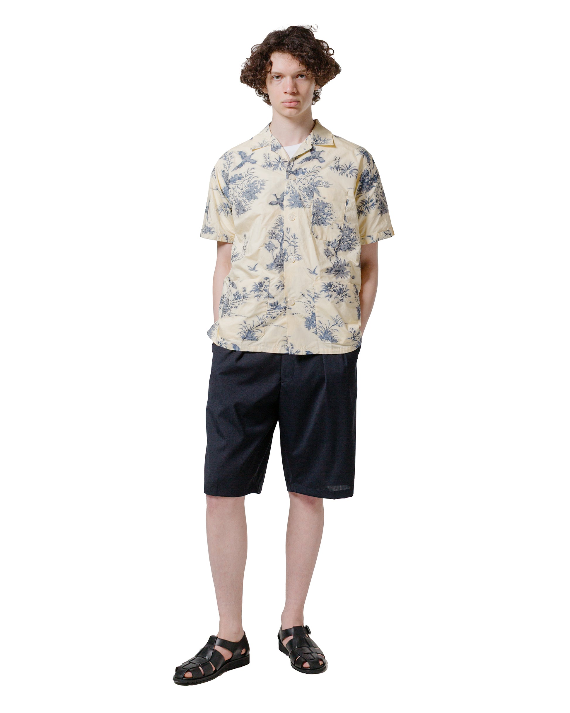 Beams Plus 2Pleats Shorts Wool Tropical Navy