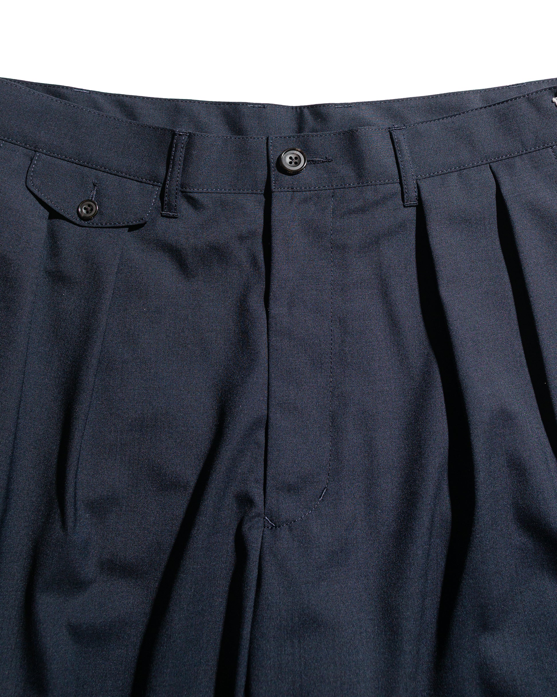 Beams Plus 2Pleats Shorts Wool Tropical Navy