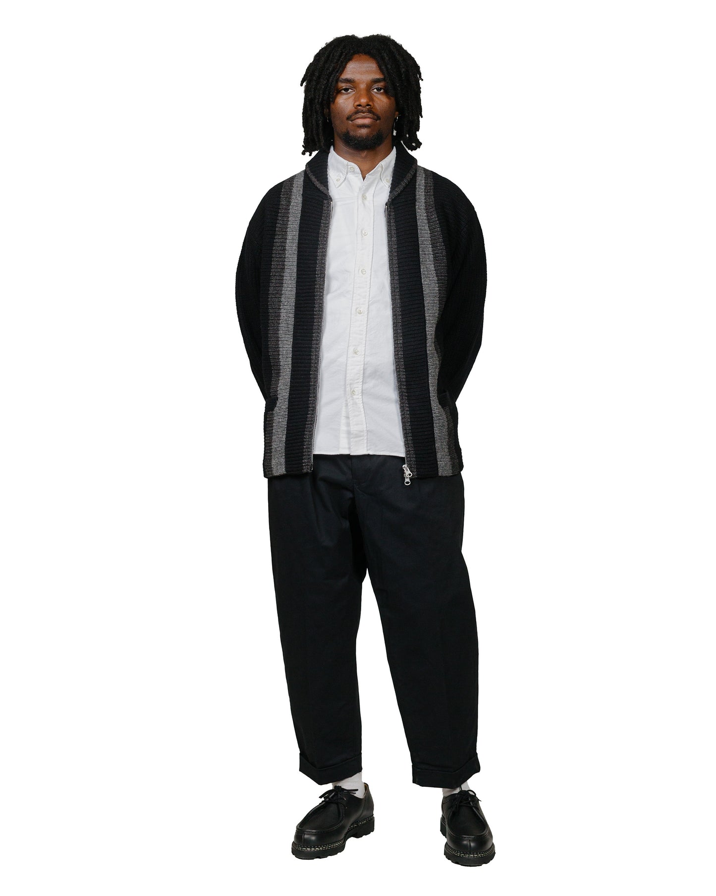 Beams Plus 2Pleats Twill Black  model full