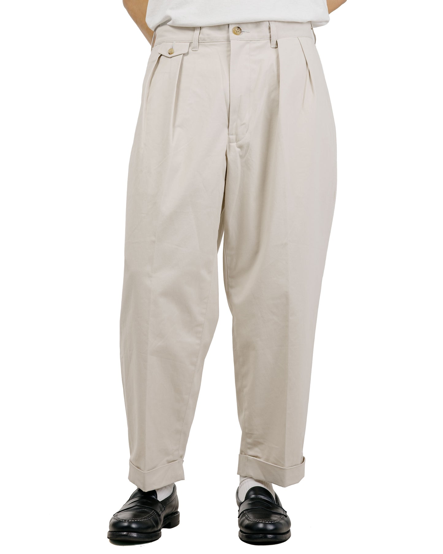Beams Plus 2Pleats Twill Cement