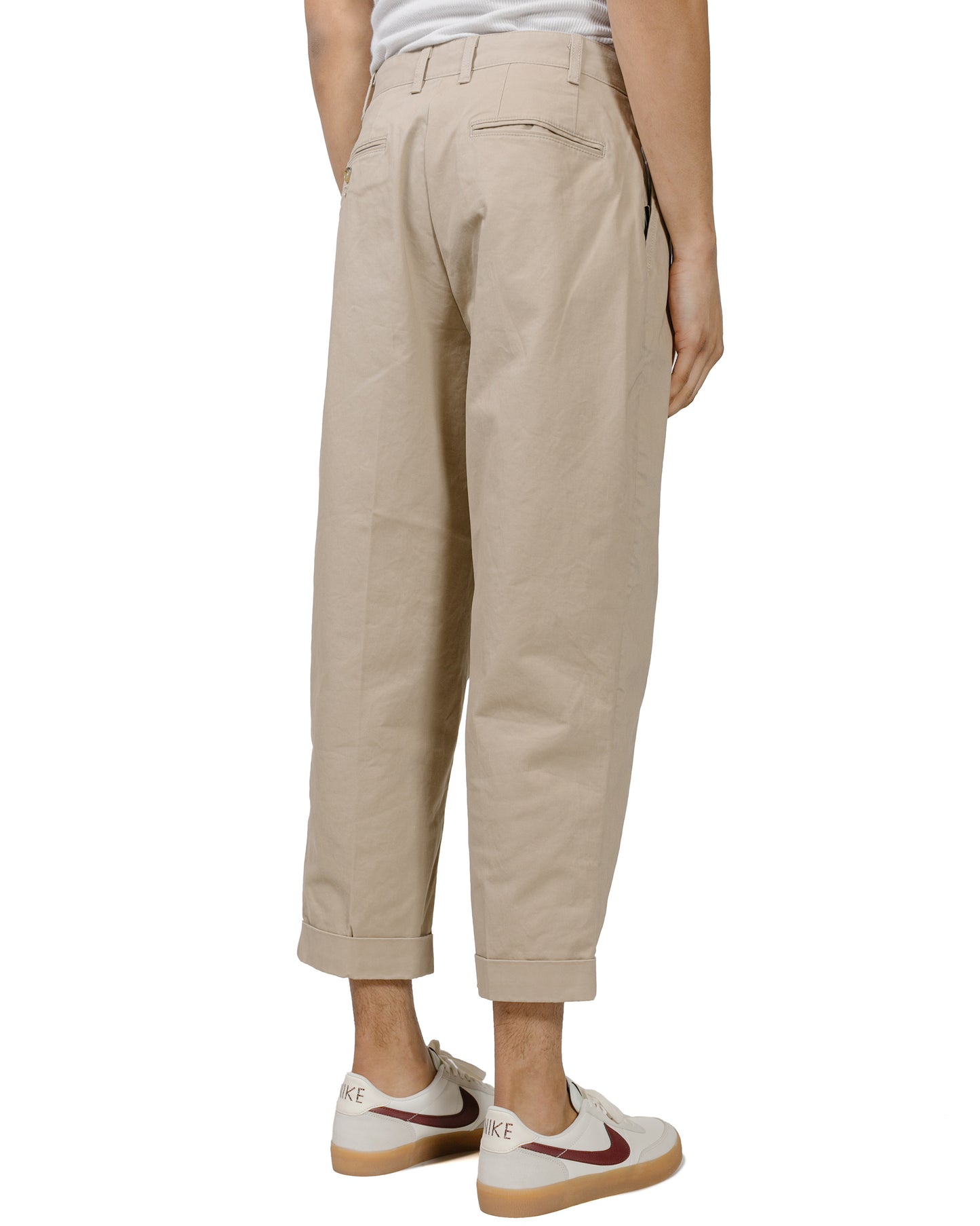 Beams Plus 2Pleats Twill Khaki model back