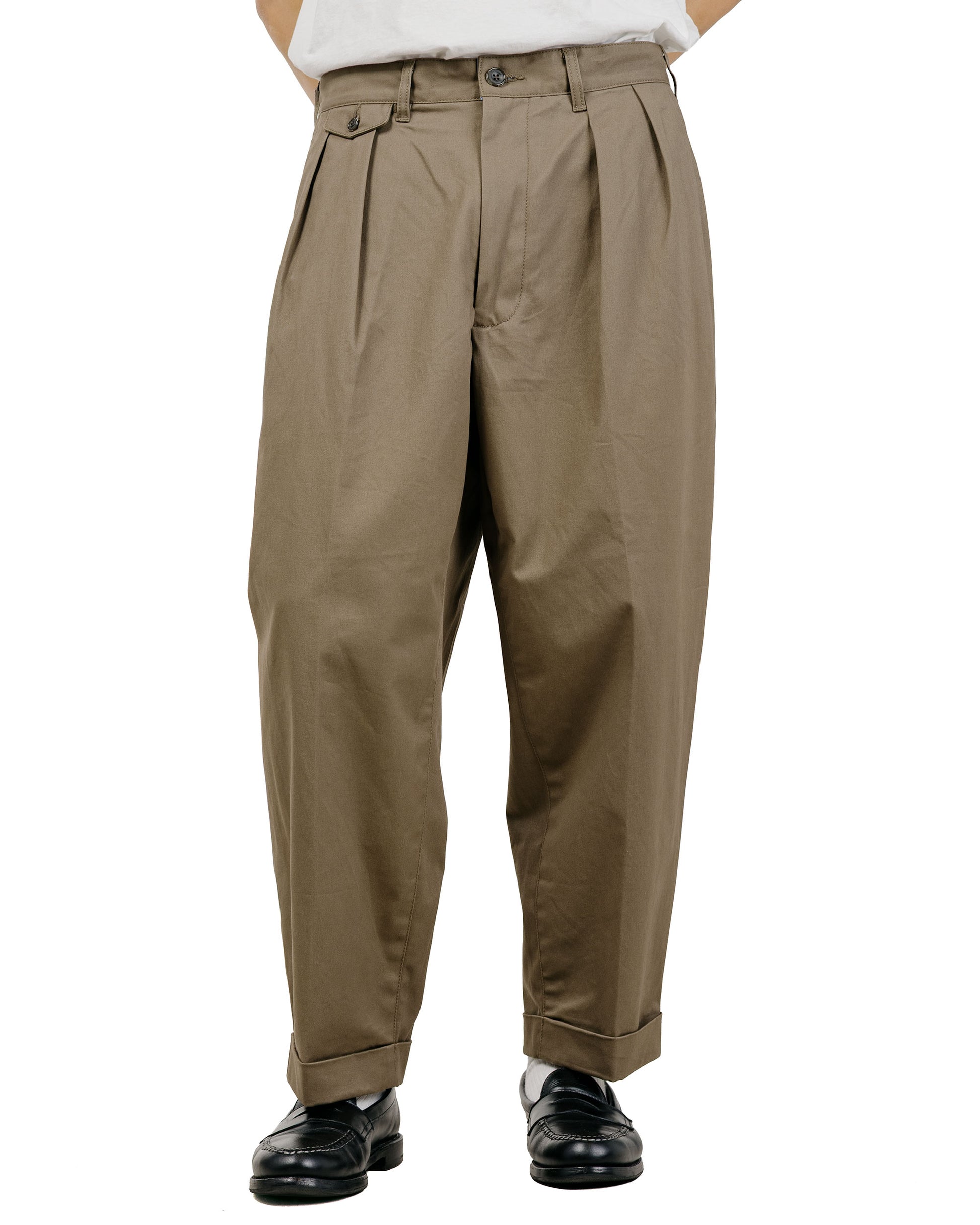 Beams Plus 2Pleats Twill Olive