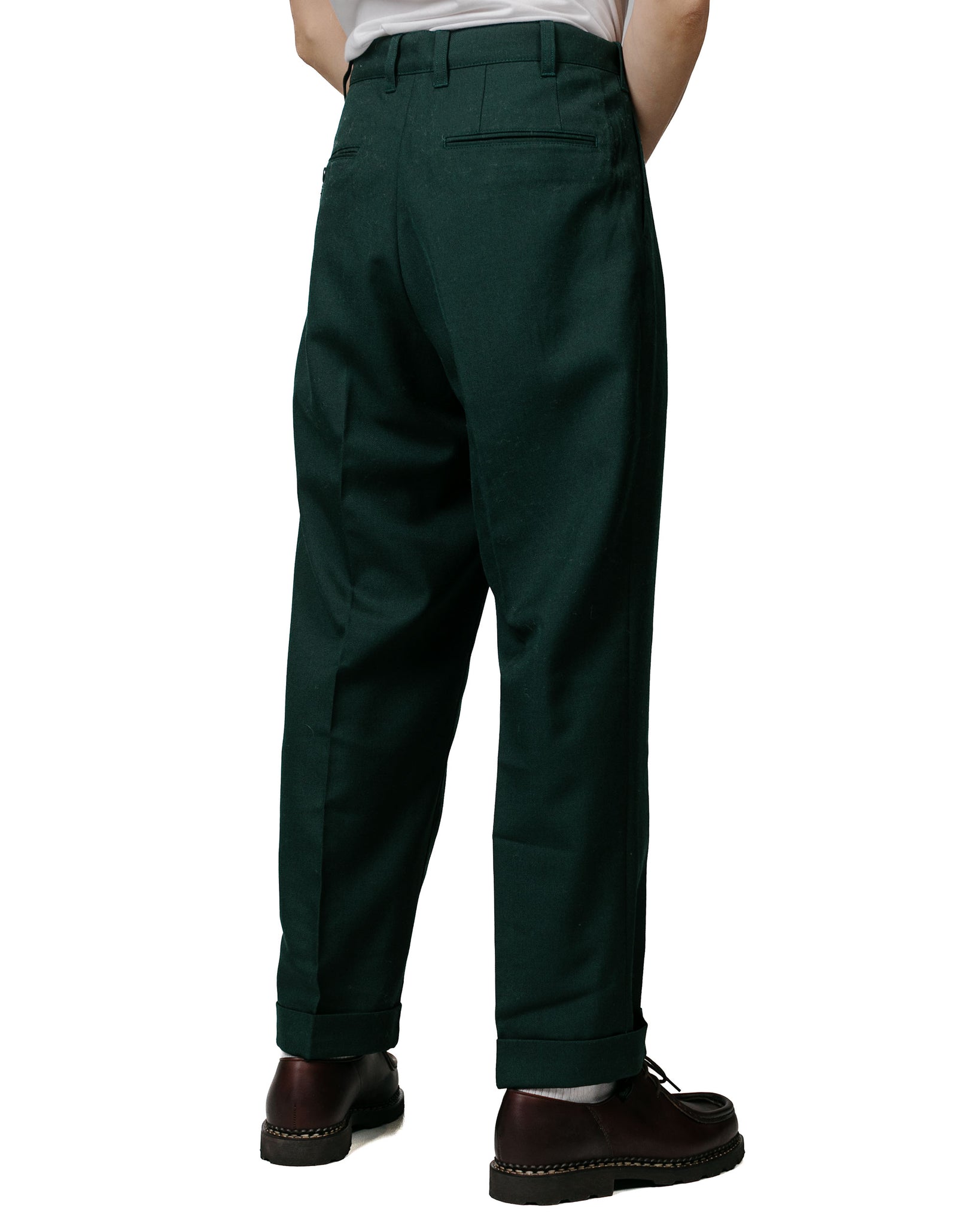 Beams Plus 2Pleats Uniform Serge Green model back