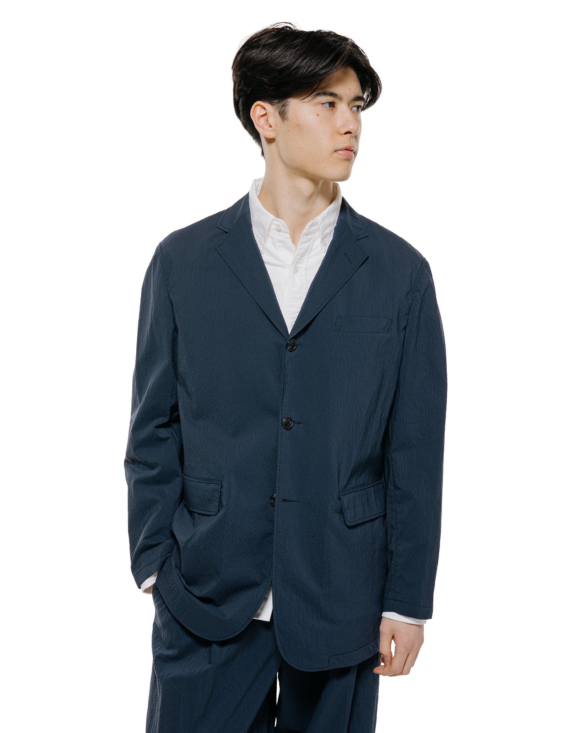 Beams Plus 3B Anywhere(wear) Jacket Seersucker Plaid Navy