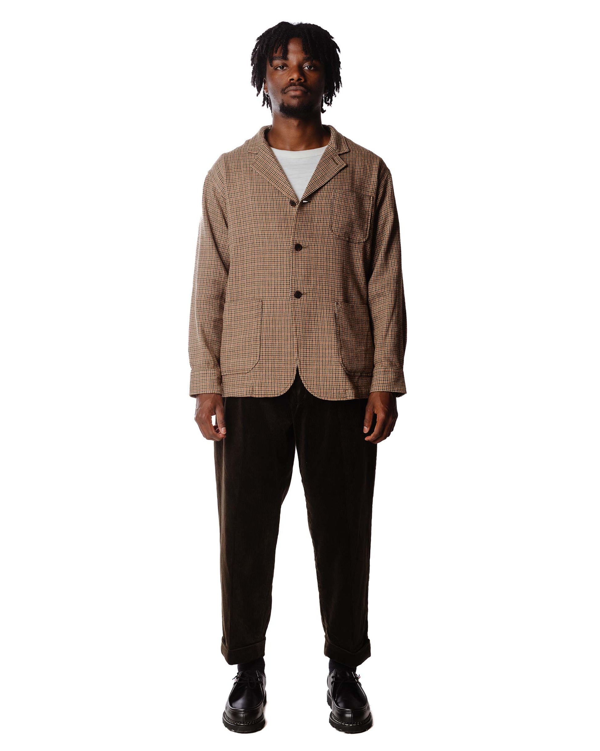 Beams Plus 4B Cuffs Jacket Wool Linen Cotton Gun Club Check Model