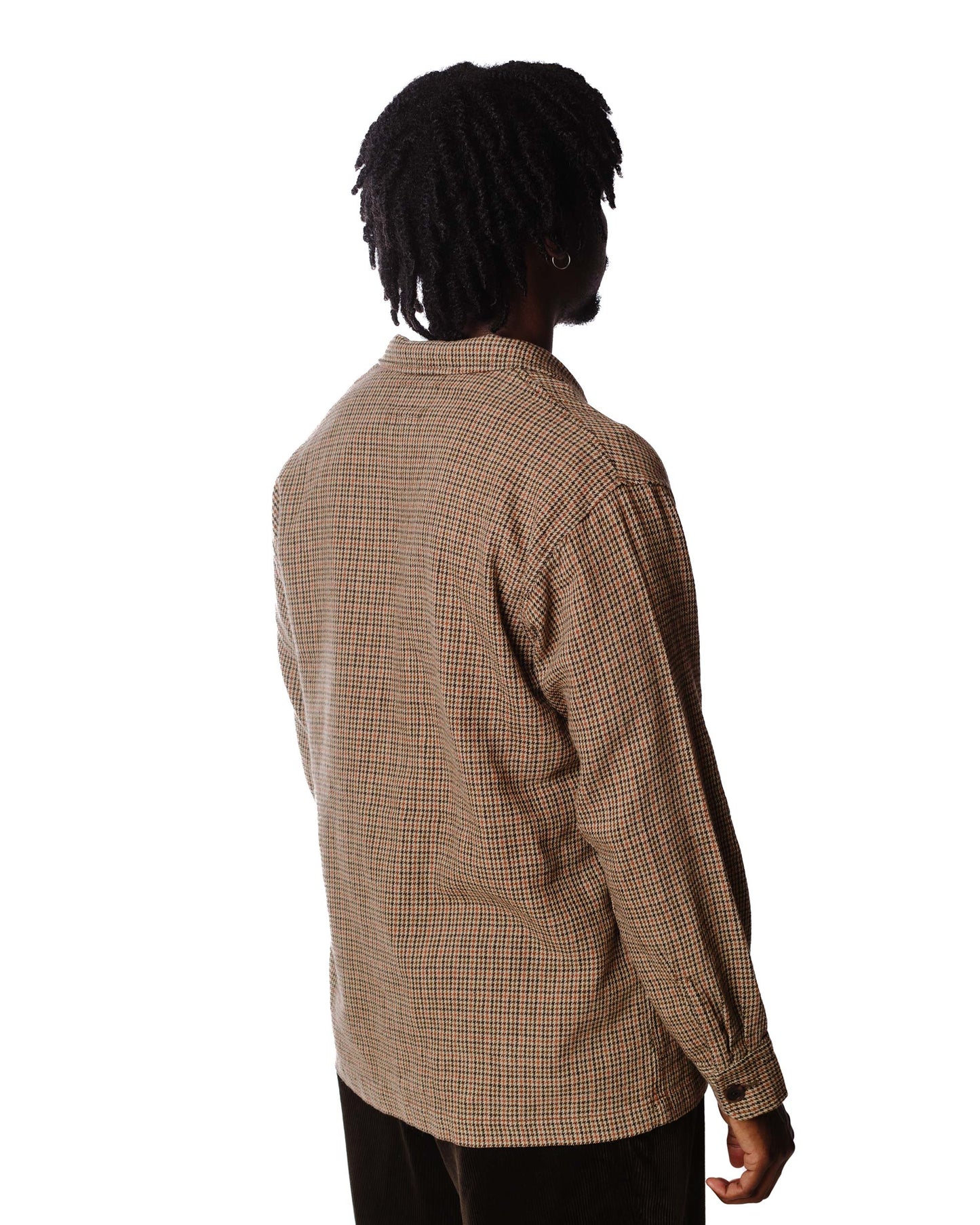 Beams Plus 4B Cuffs Jacket Wool Linen Cotton Gun Club Check Model Back