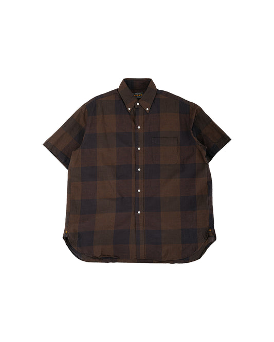 Beams Plus B.D. Classic Fit Cotton Linen Cord Check BlackBrown