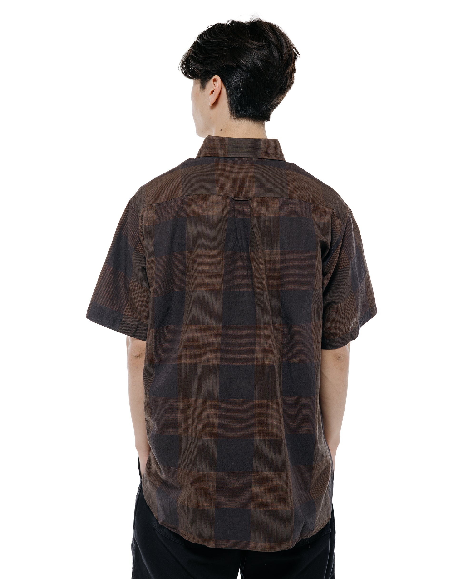 Beams Plus B.D. Classic Fit Cotton Linen Cord Check BlackBrown