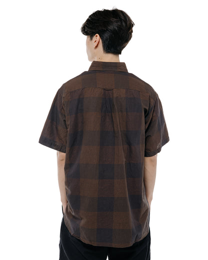 Beams Plus B.D. Classic Fit Cotton Linen Cord Check BlackBrown