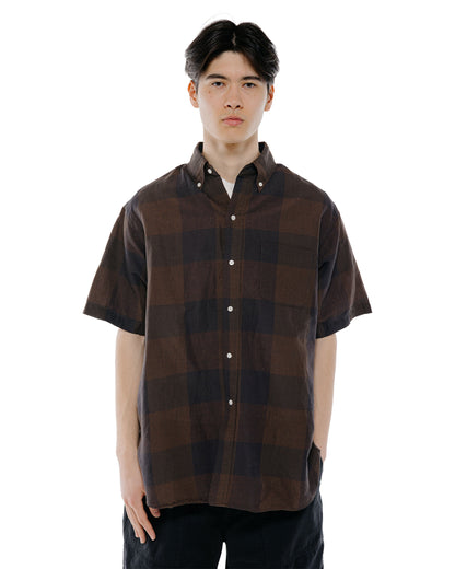 Beams Plus B.D. Classic Fit Cotton Linen Cord Check BlackBrown